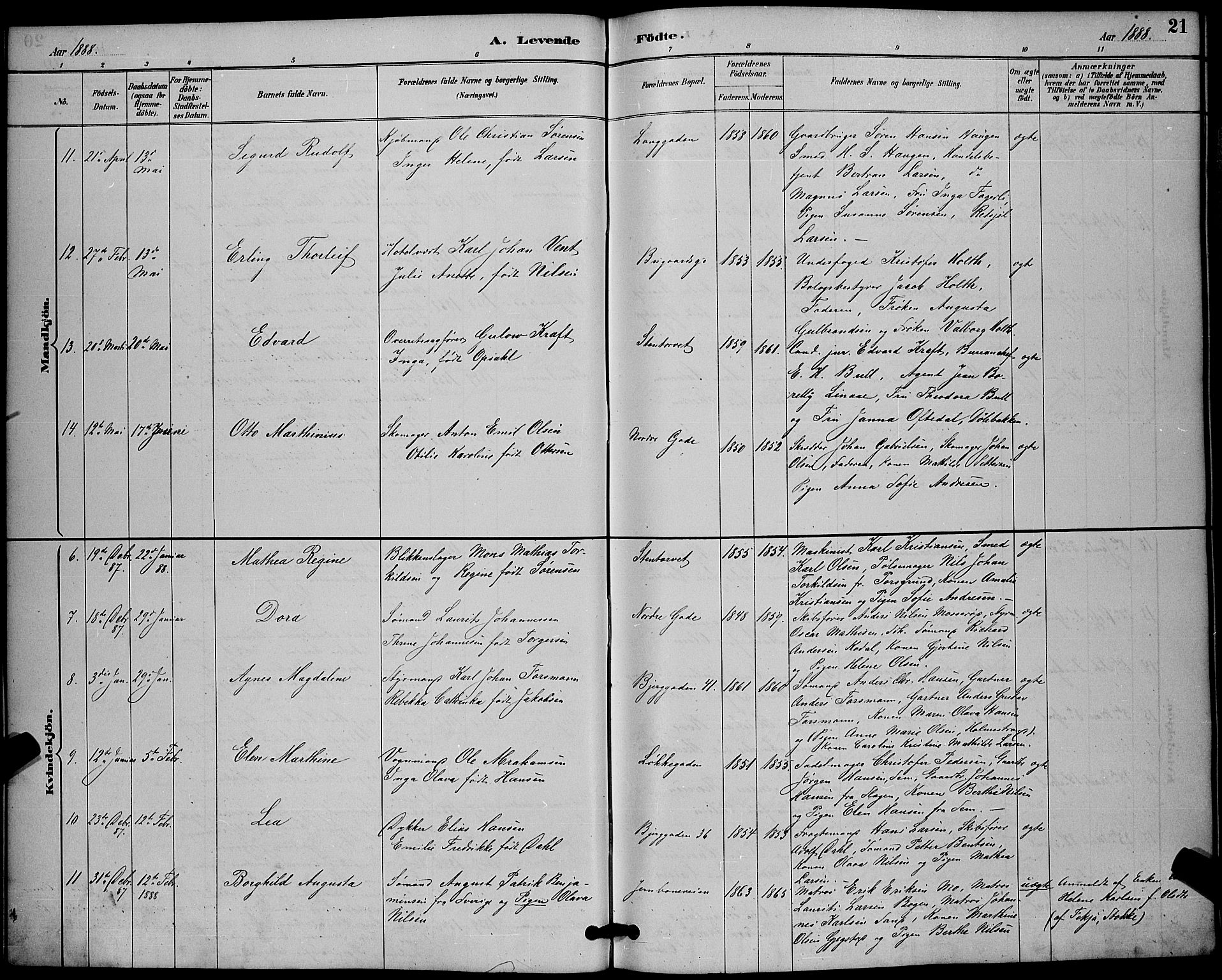 Sandefjord kirkebøker, AV/SAKO-A-315/G/Ga/L0001: Parish register (copy) no. 1, 1885-1903, p. 21