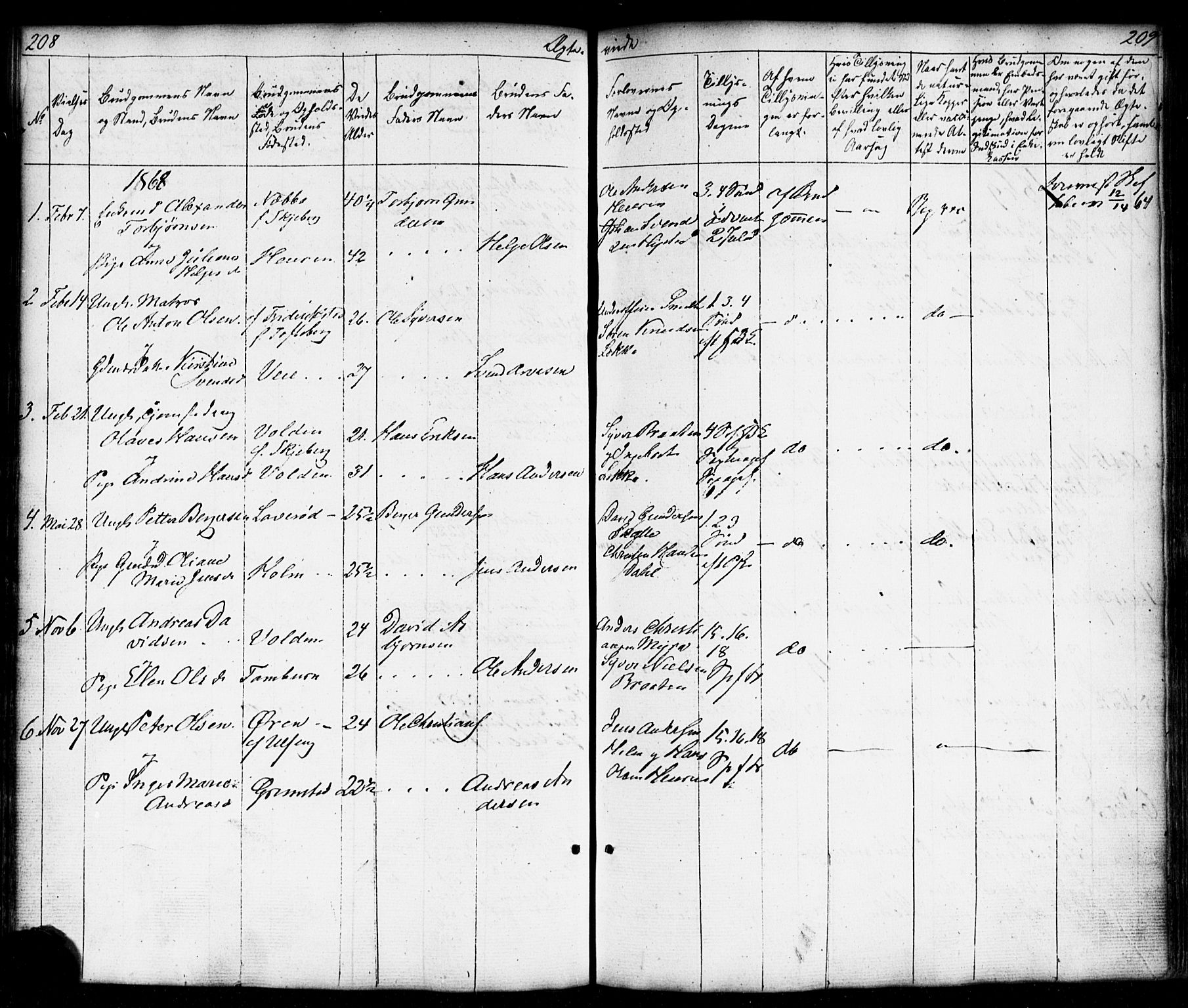 Borge prestekontor Kirkebøker, AV/SAO-A-10903/F/Fb/L0002: Parish register (official) no. II 2, 1853-1877, p. 208-209