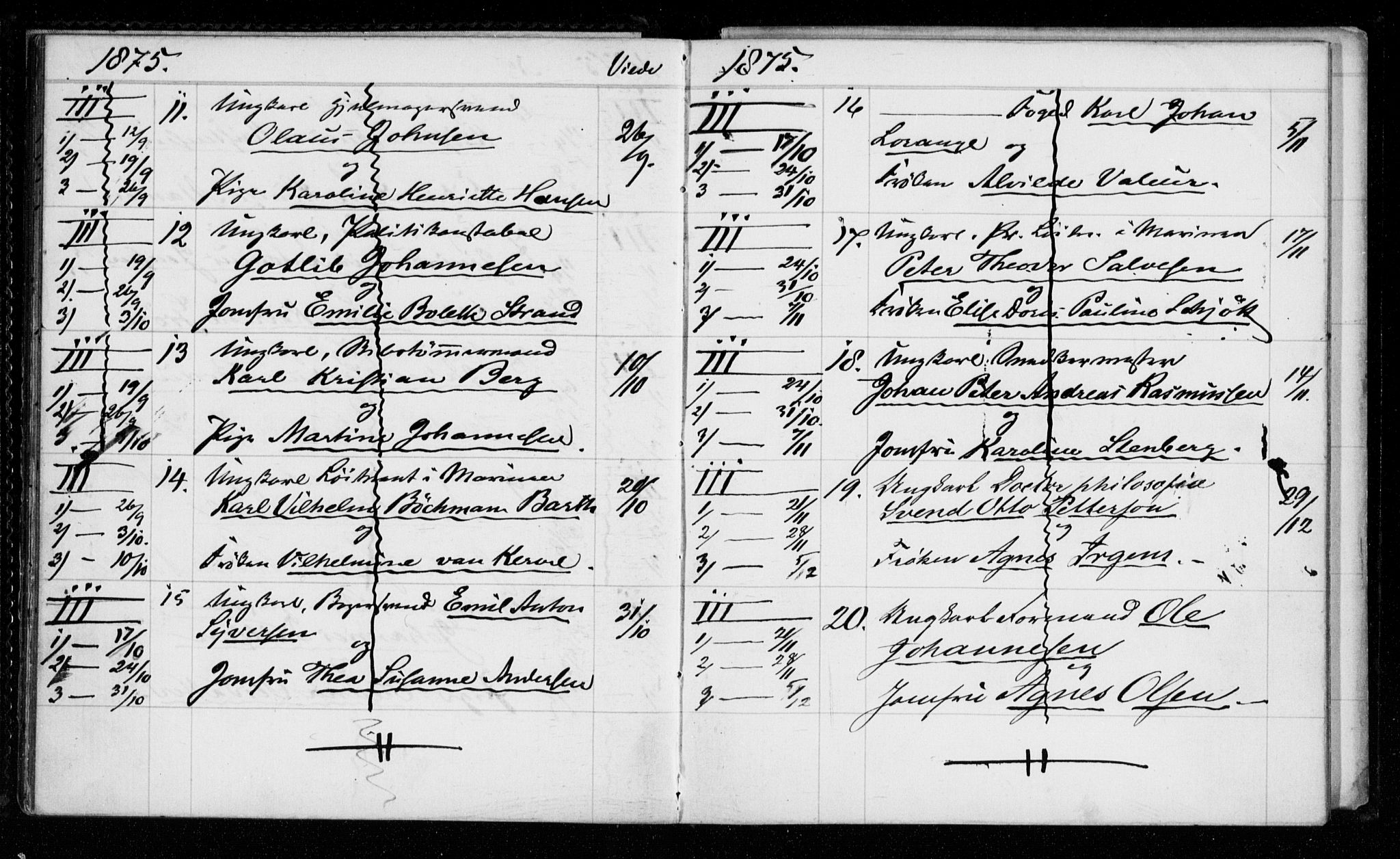 Garnisonsmenigheten Kirkebøker, AV/SAO-A-10846/H/Hb/L0001: Banns register no. II 1, 1865-1911