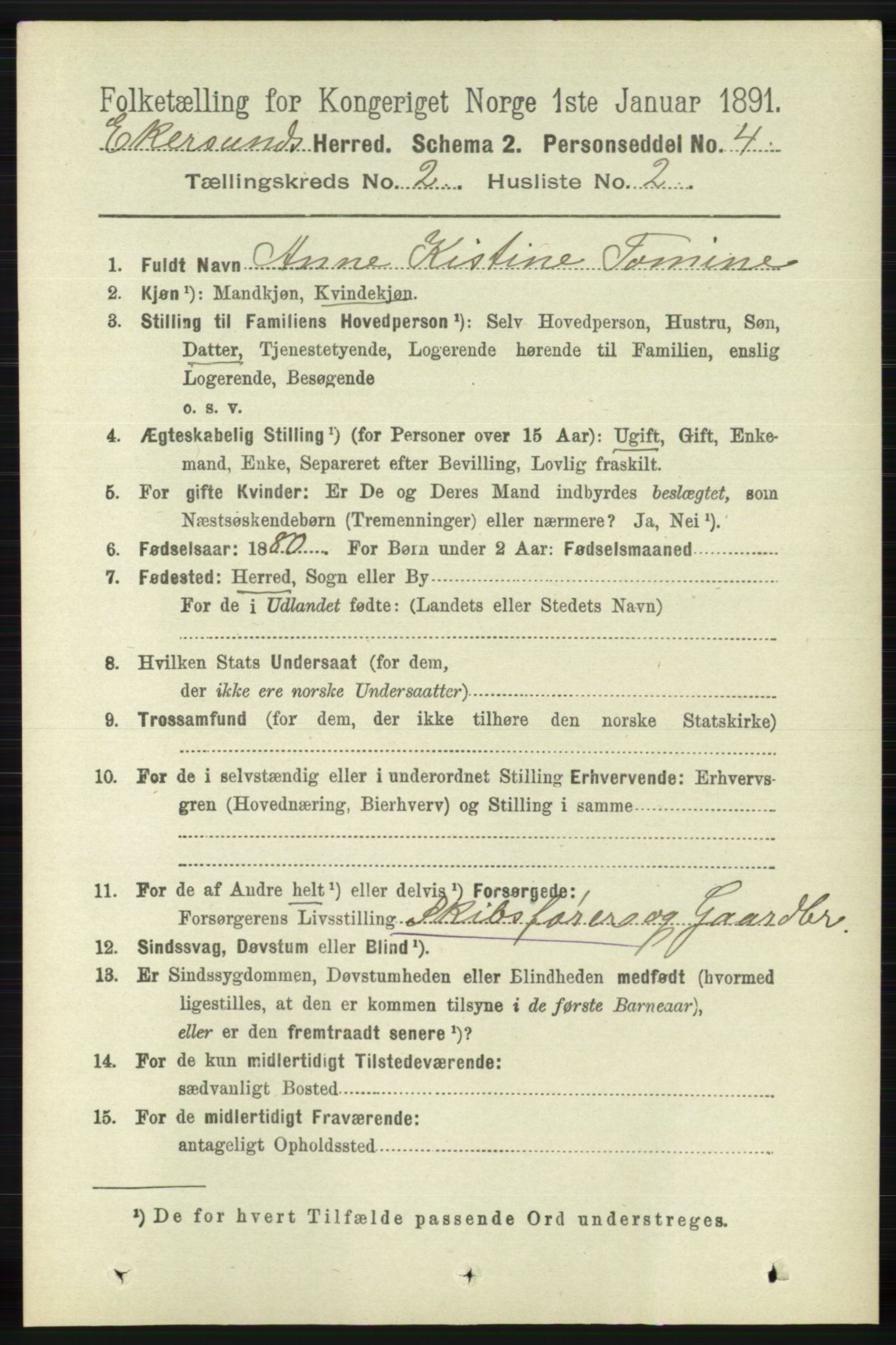 RA, 1891 census for 1116 Eigersund herred, 1891, p. 461