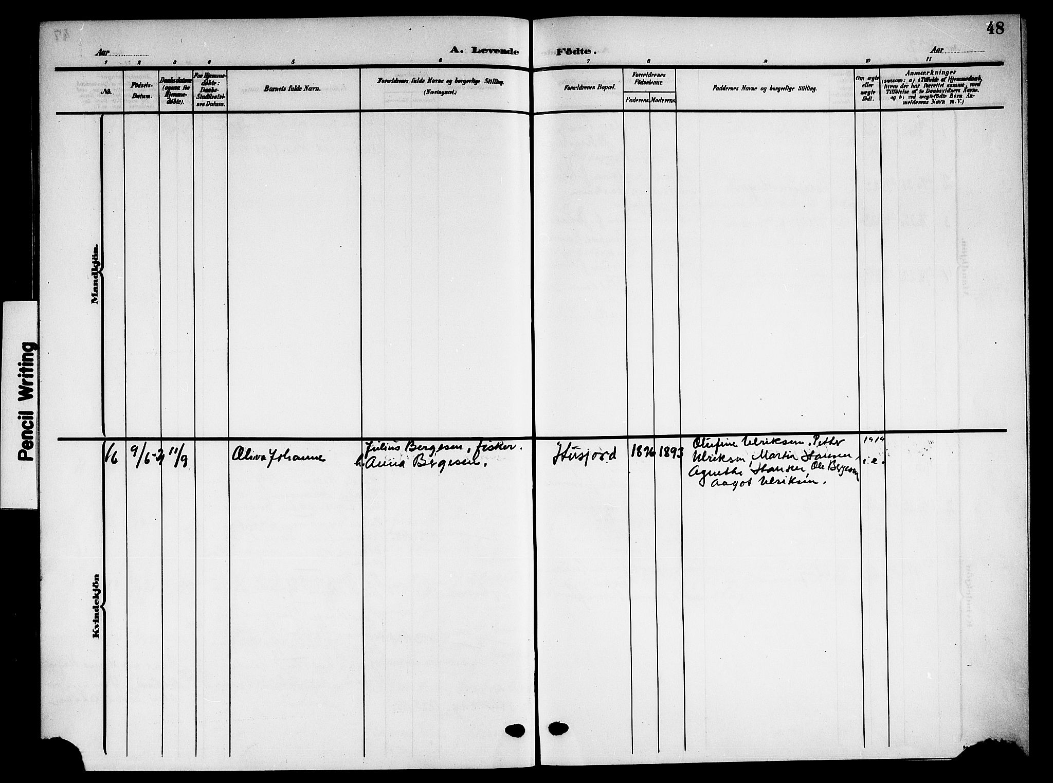 Ministerialprotokoller, klokkerbøker og fødselsregistre - Nordland, SAT/A-1459/894/L1361: Parish register (copy) no. 894C04, 1905-1922, p. 48