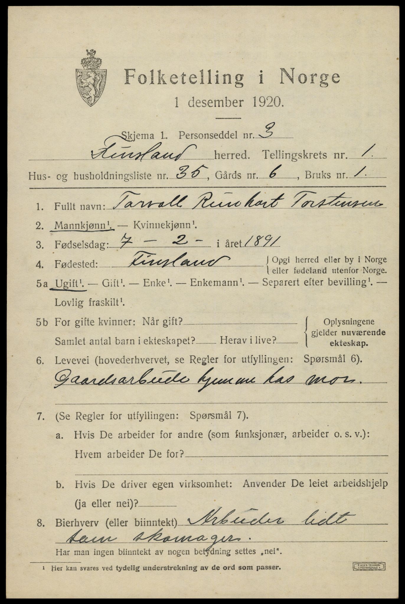 SAK, 1920 census for Finsland, 1920, p. 726