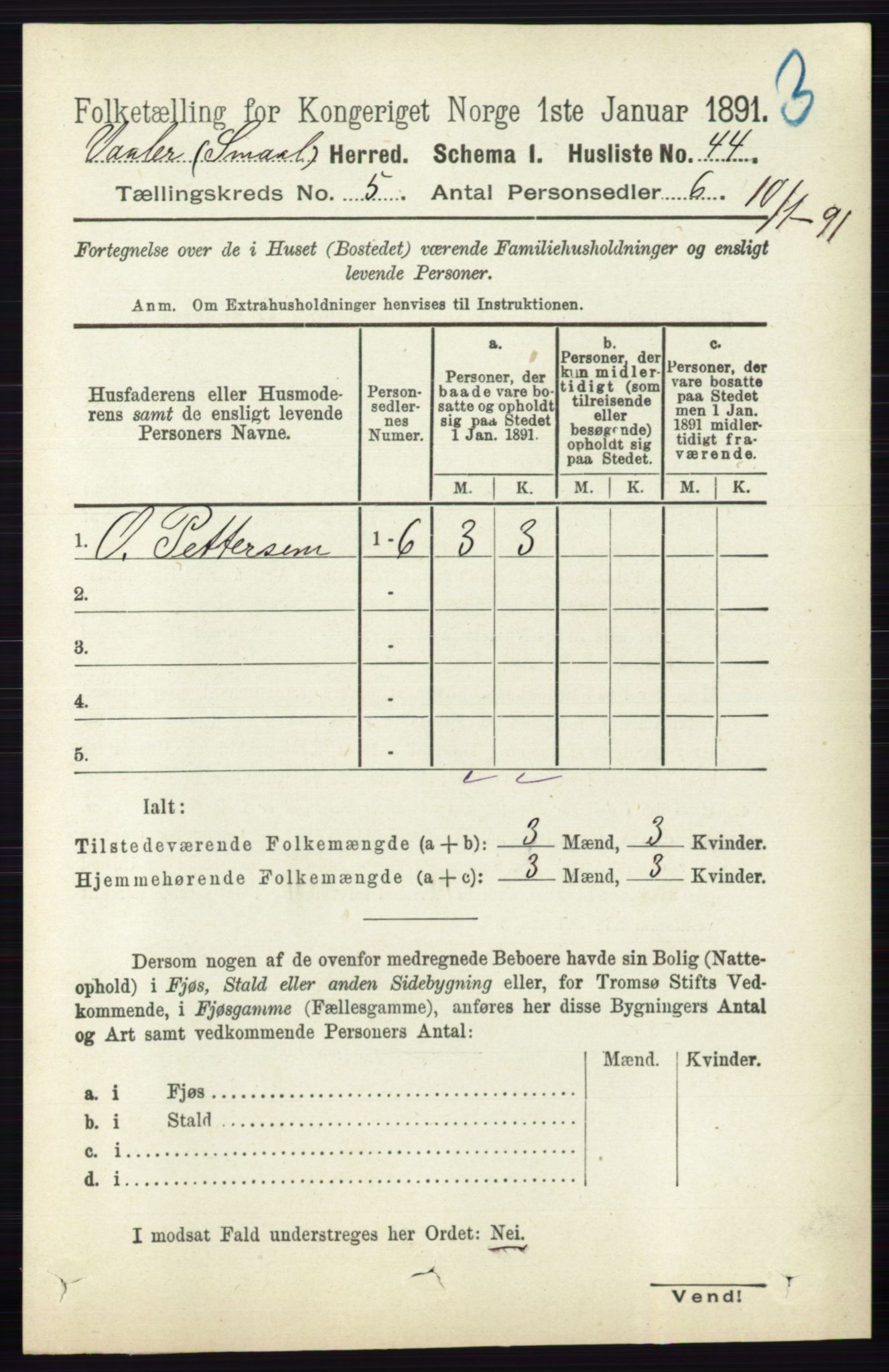 RA, 1891 census for 0137 Våler, 1891, p. 1973