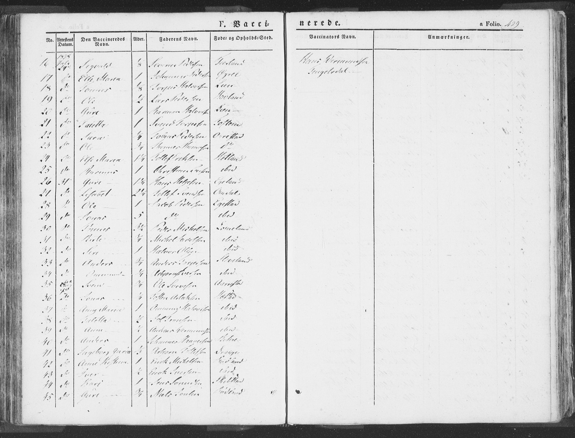 Helleland sokneprestkontor, SAST/A-101810: Parish register (official) no. A 6.2, 1834-1863, p. 429