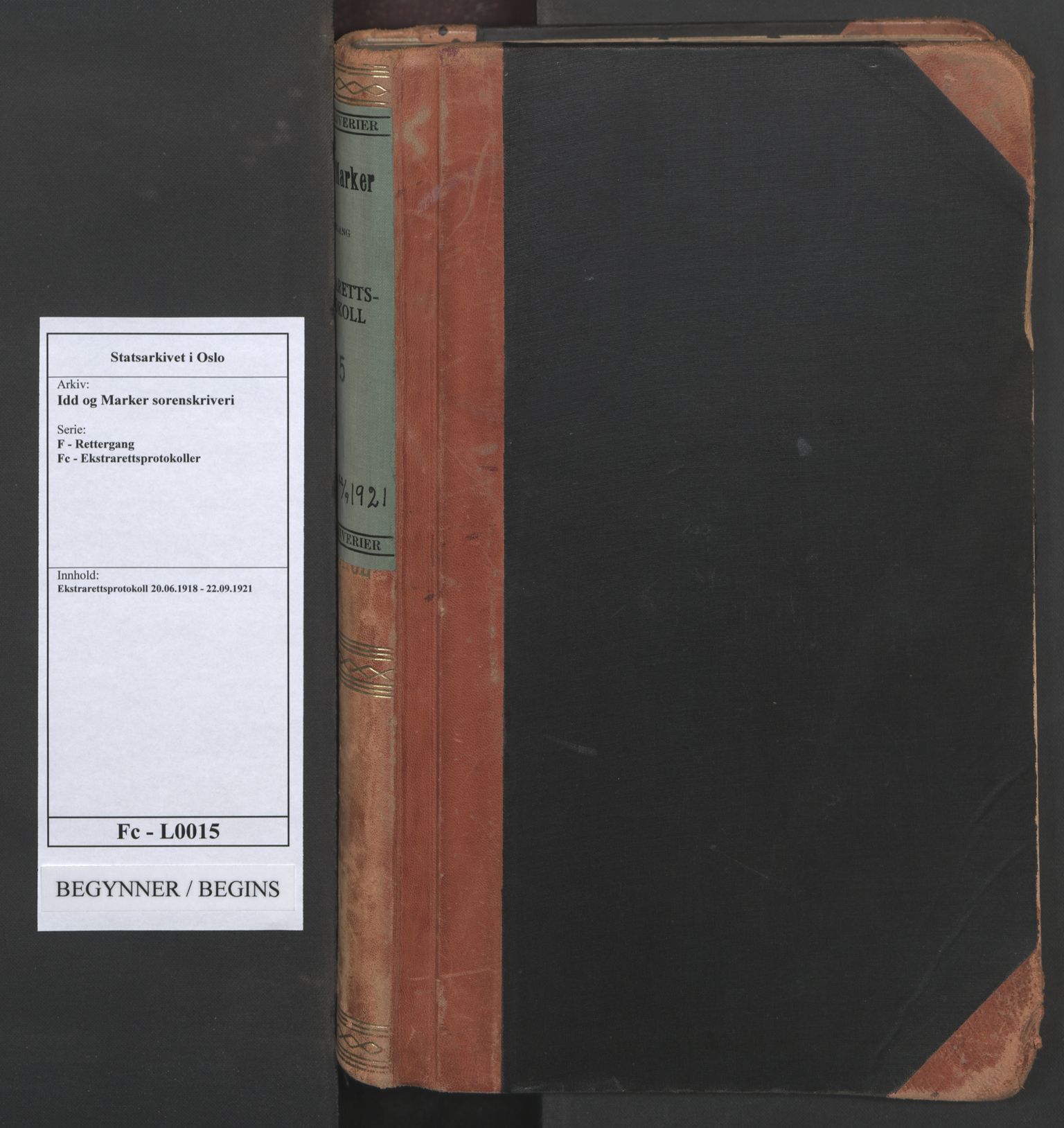 Idd og Marker sorenskriveri, AV/SAO-A-10283/F/Fc/L0015: Ekstrarettsprotokoll, 1918-1921