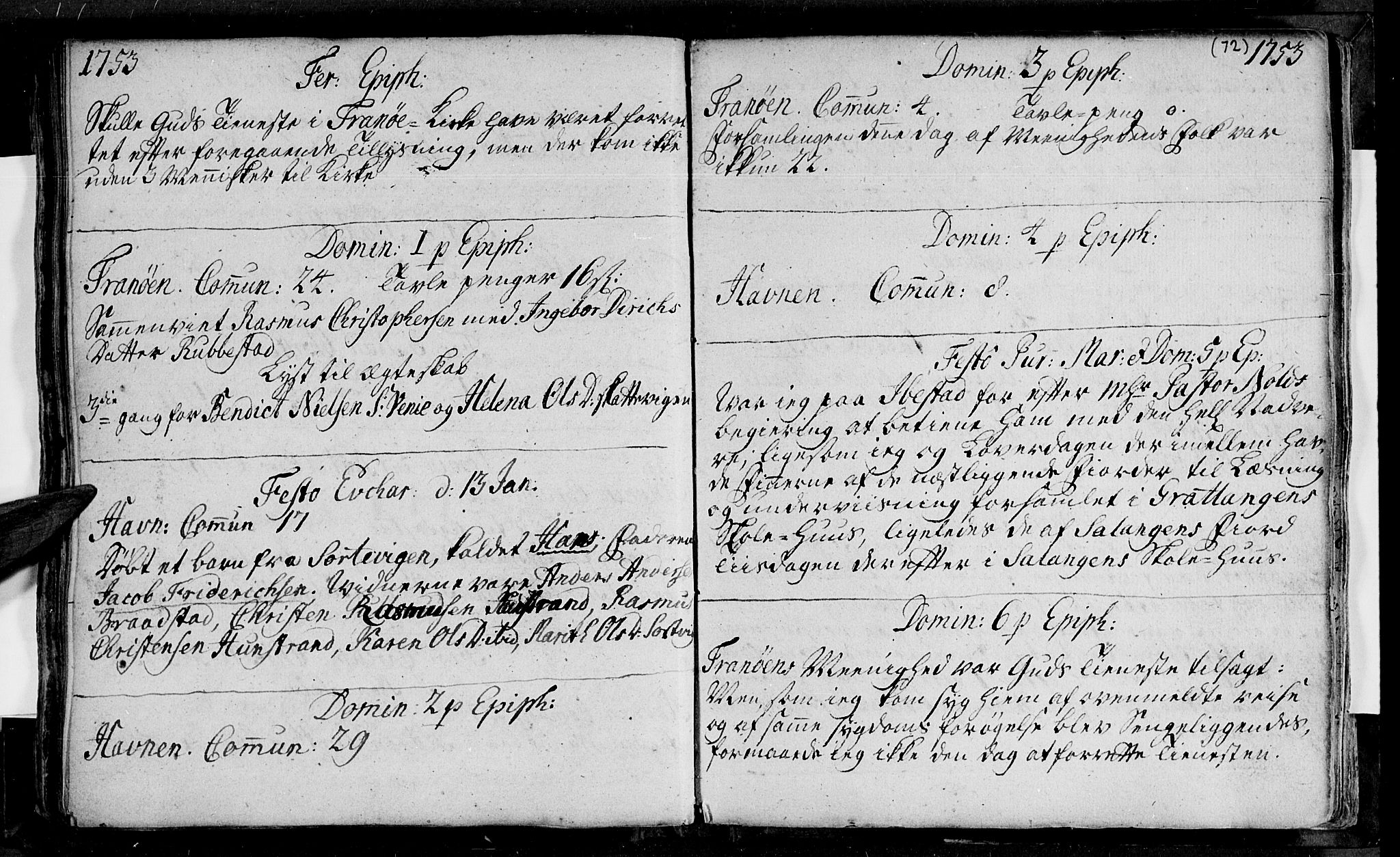 Ibestad sokneprestembete, AV/SATØ-S-0077/H/Ha/Haa/L0001kirke: Parish register (official) no. 1, 1744-1757, p. 72