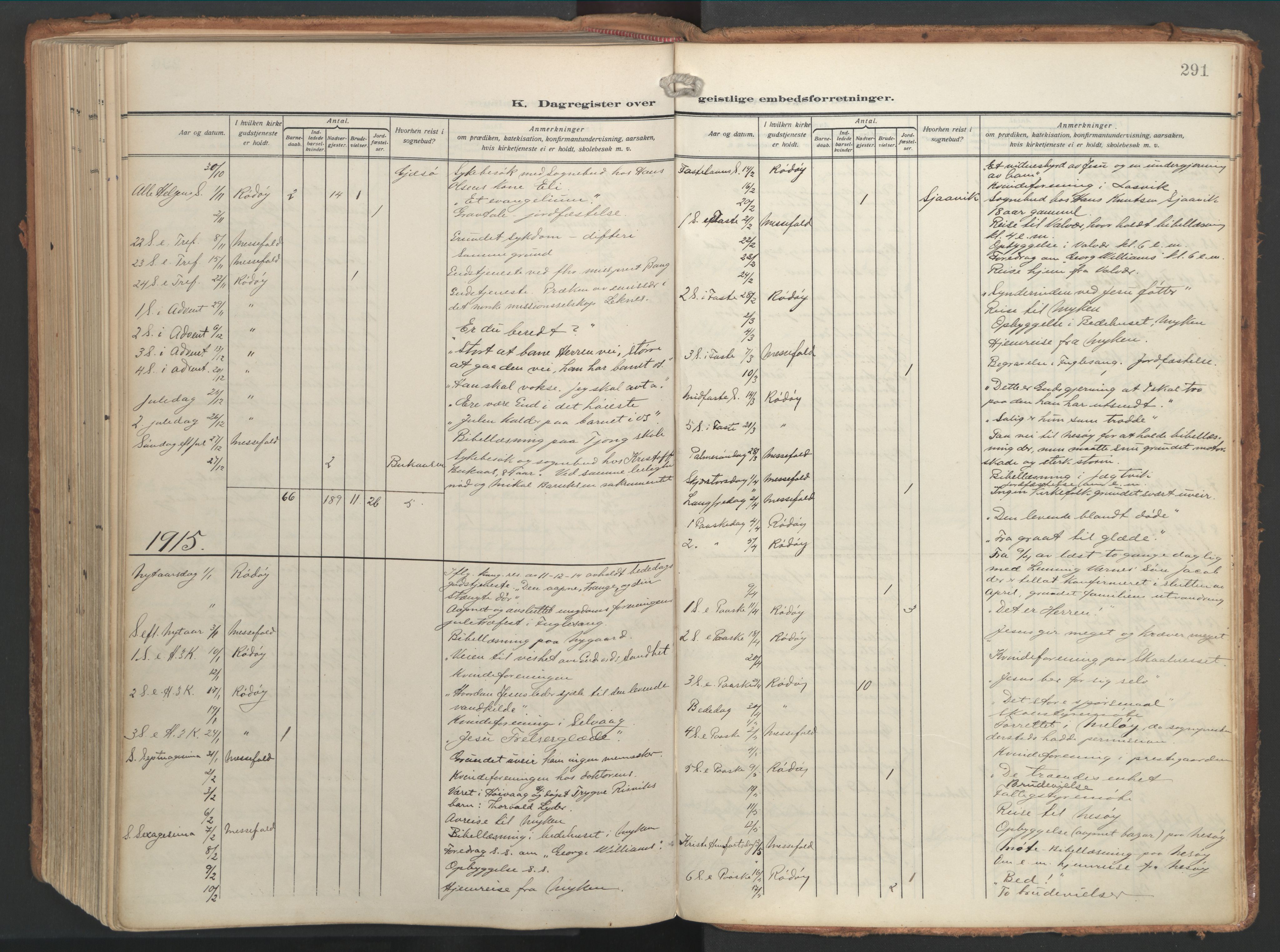 Ministerialprotokoller, klokkerbøker og fødselsregistre - Nordland, SAT/A-1459/841/L0614: Parish register (official) no. 841A17, 1911-1925, p. 291