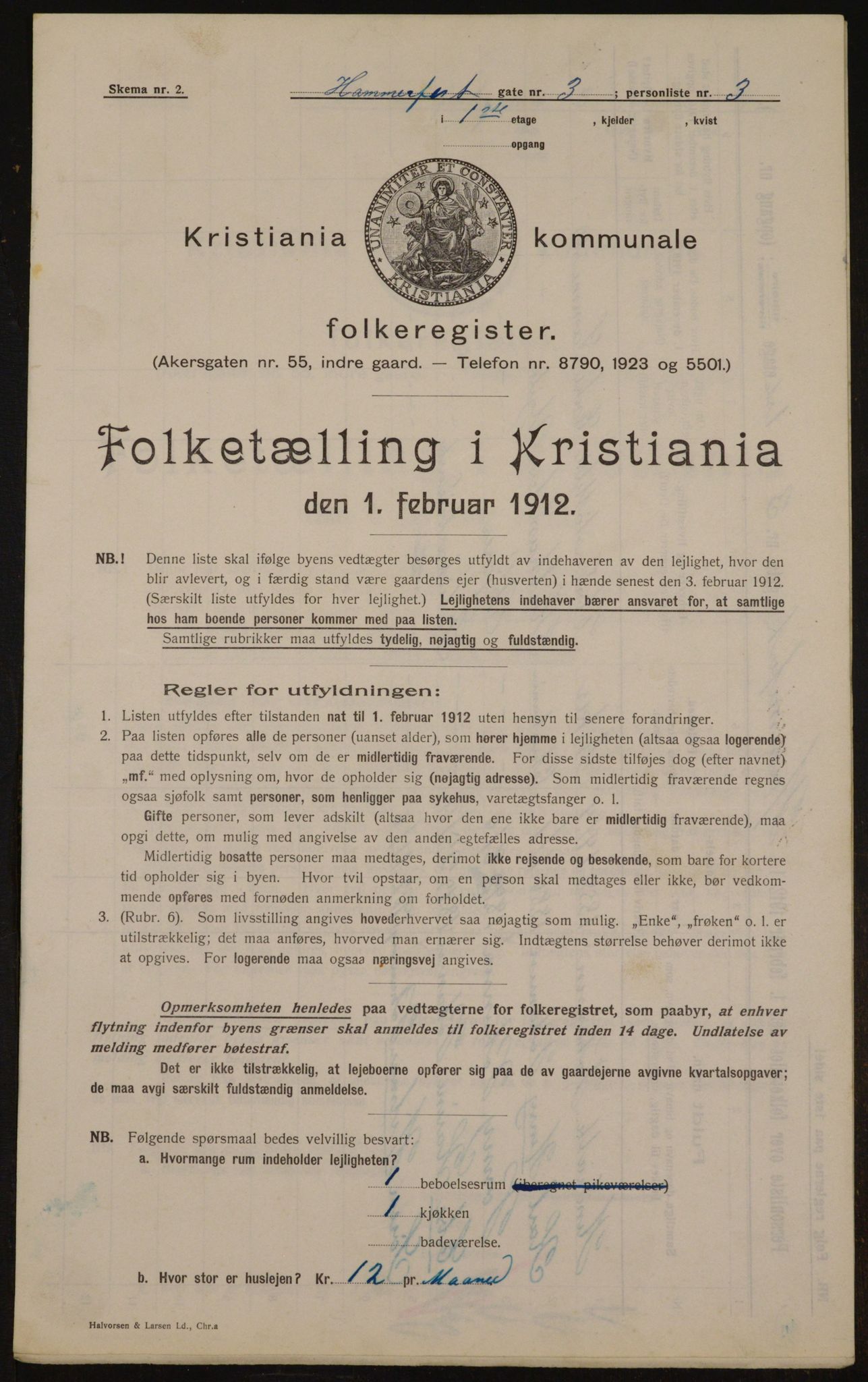 OBA, Municipal Census 1912 for Kristiania, 1912, p. 34195