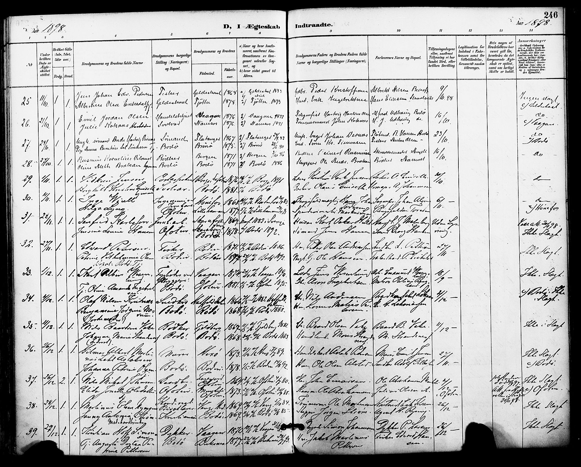 Ministerialprotokoller, klokkerbøker og fødselsregistre - Nordland, AV/SAT-A-1459/801/L0010: Parish register (official) no. 801A10, 1888-1899, p. 246