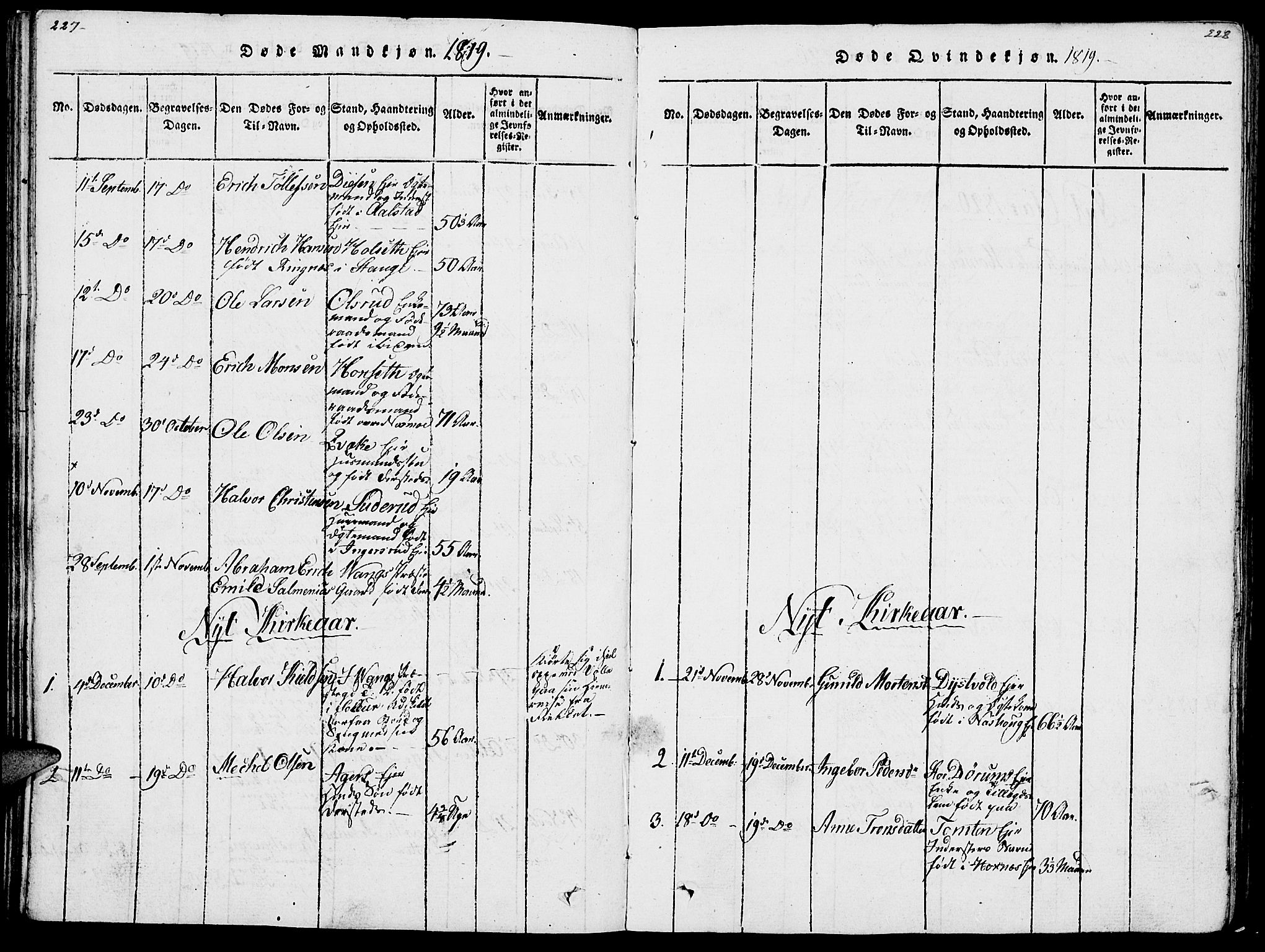 Vang prestekontor, Hedmark, SAH/PREST-008/H/Ha/Haa/L0007: Parish register (official) no. 7, 1813-1826, p. 227-228