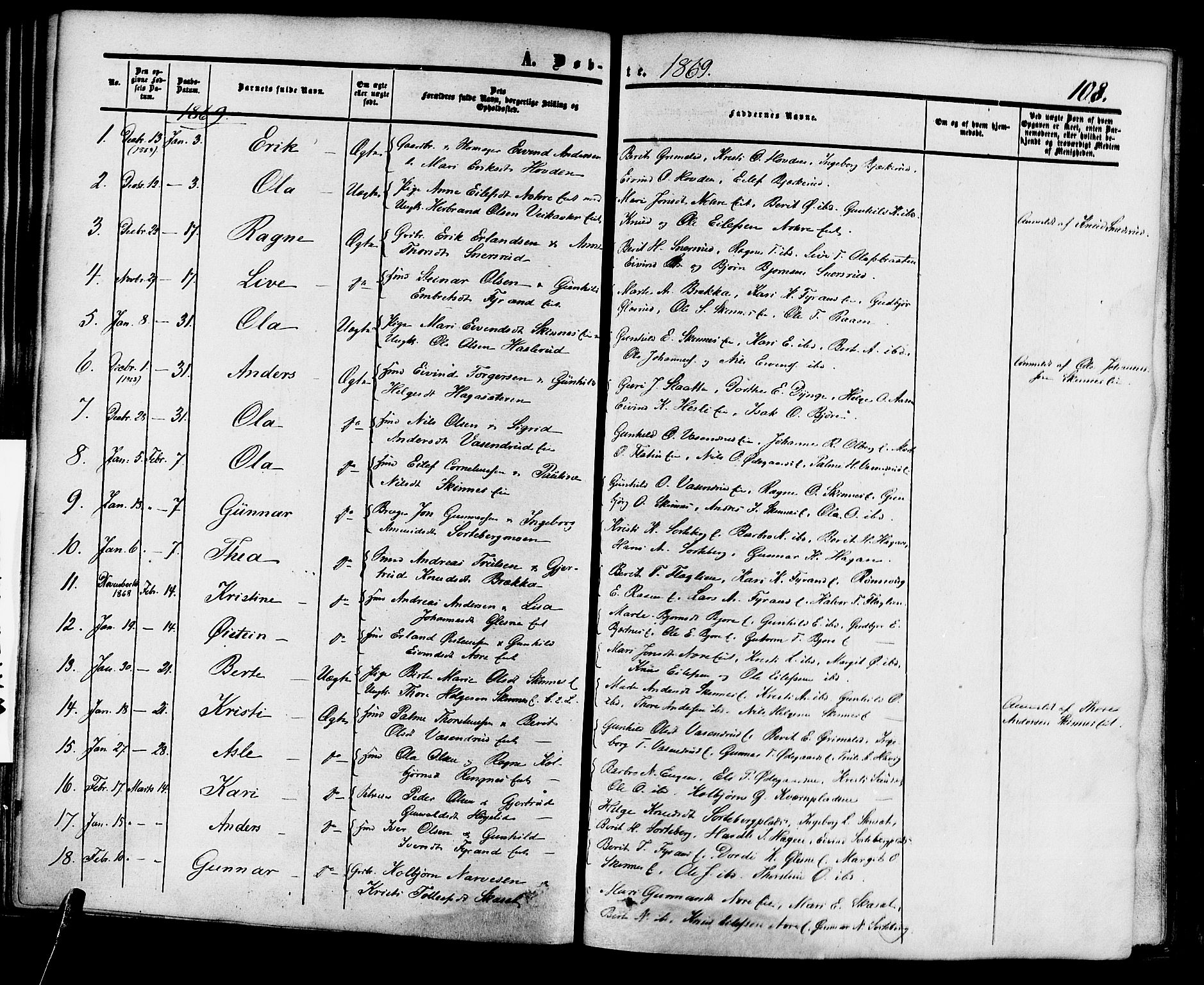 Krødsherad kirkebøker, AV/SAKO-A-19/F/Fa/L0003: Parish register (official) no. 3, 1851-1872, p. 108