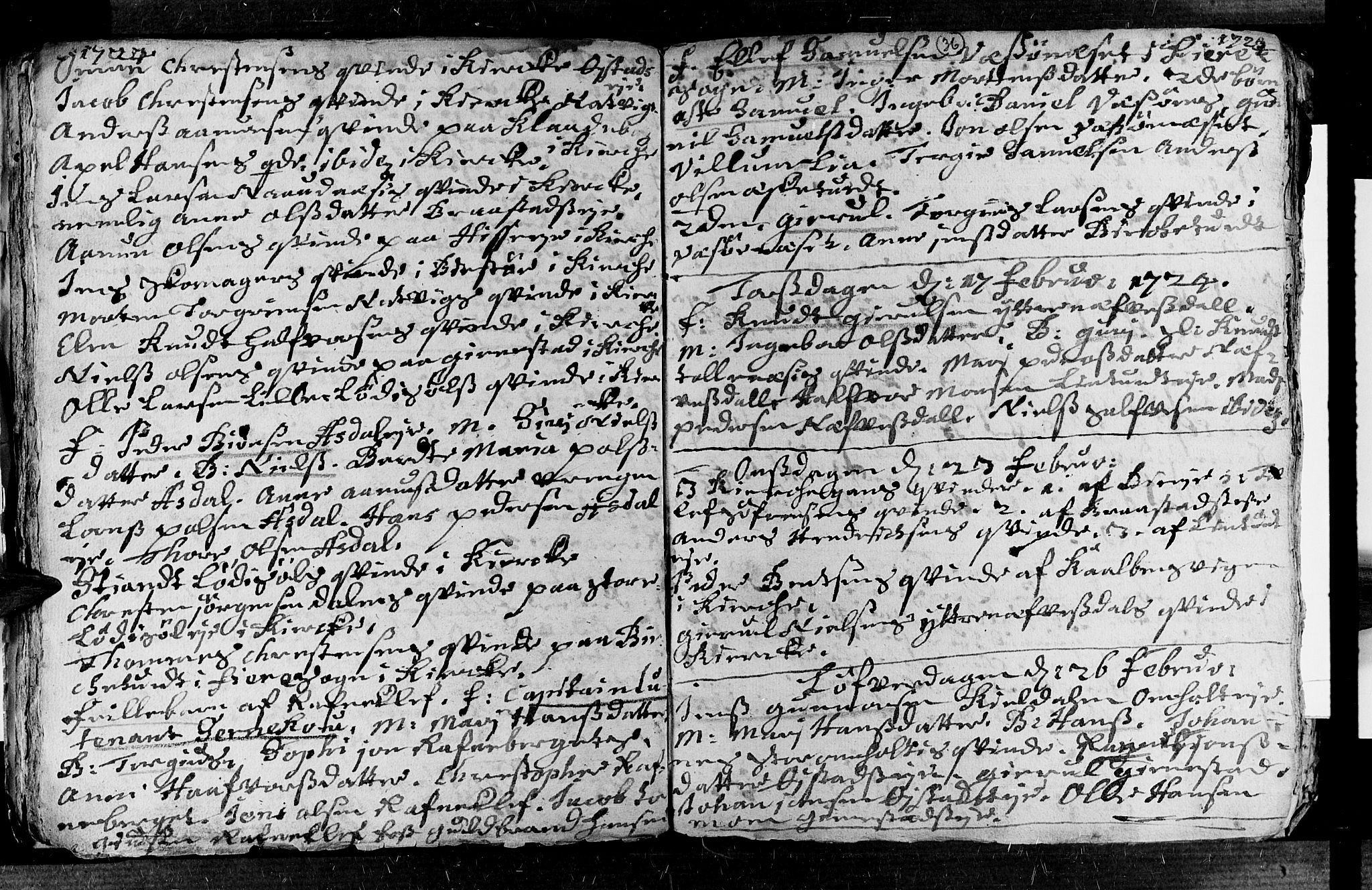 Øyestad sokneprestkontor, AV/SAK-1111-0049/F/Fa/L0003: Parish register (official) no. A 3, 1722-1730, p. 36