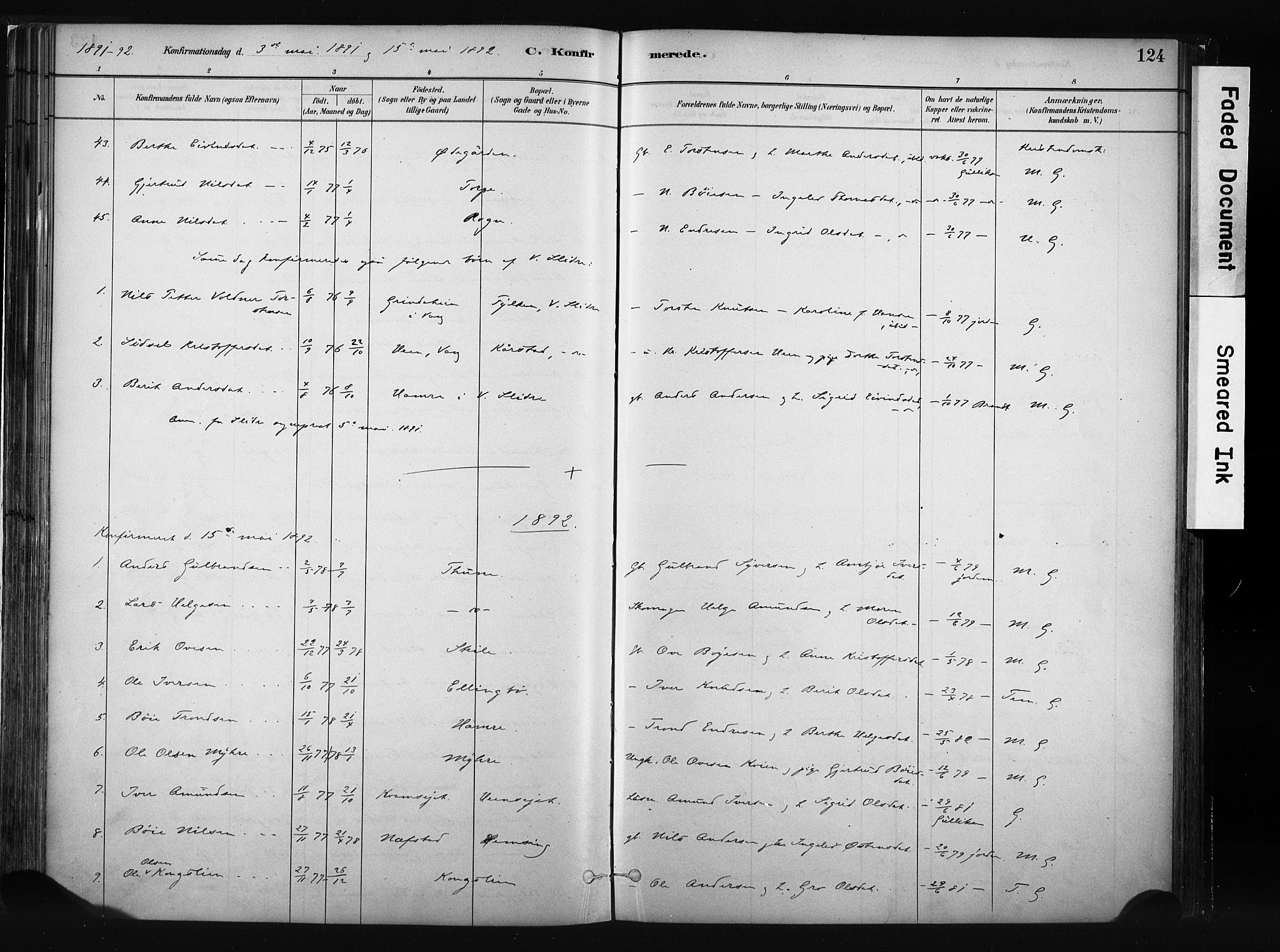 Vang prestekontor, Valdres, SAH/PREST-140/H/Ha/L0008: Parish register (official) no. 8, 1882-1910, p. 124