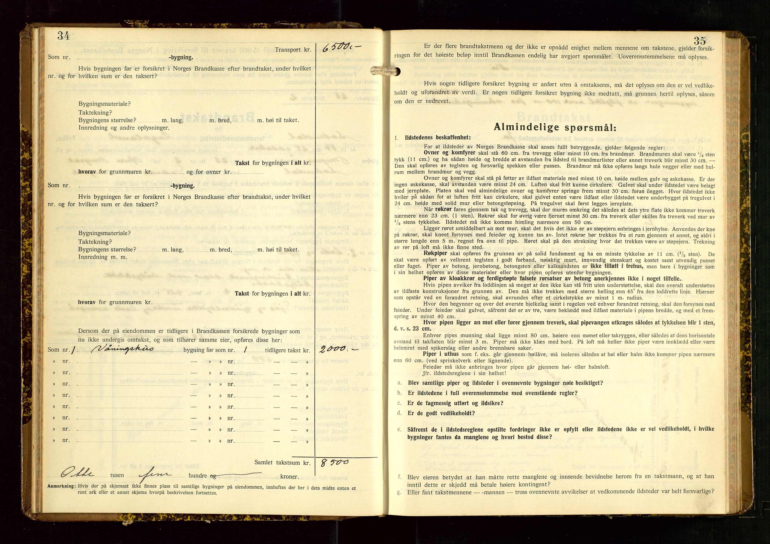 Sokndal lensmannskontor, AV/SAST-A-100417/Gob/L0008: "Brandtakst-Protokoll", 1937-1955, p. 34-35