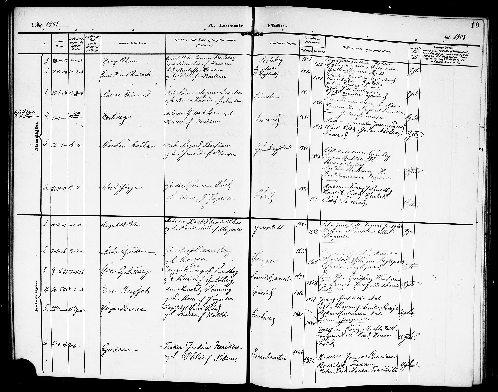 Vestby prestekontor Kirkebøker, SAO/A-10893/G/Ga/L0002: Parish register (copy) no. I 2, 1903-1916, p. 19