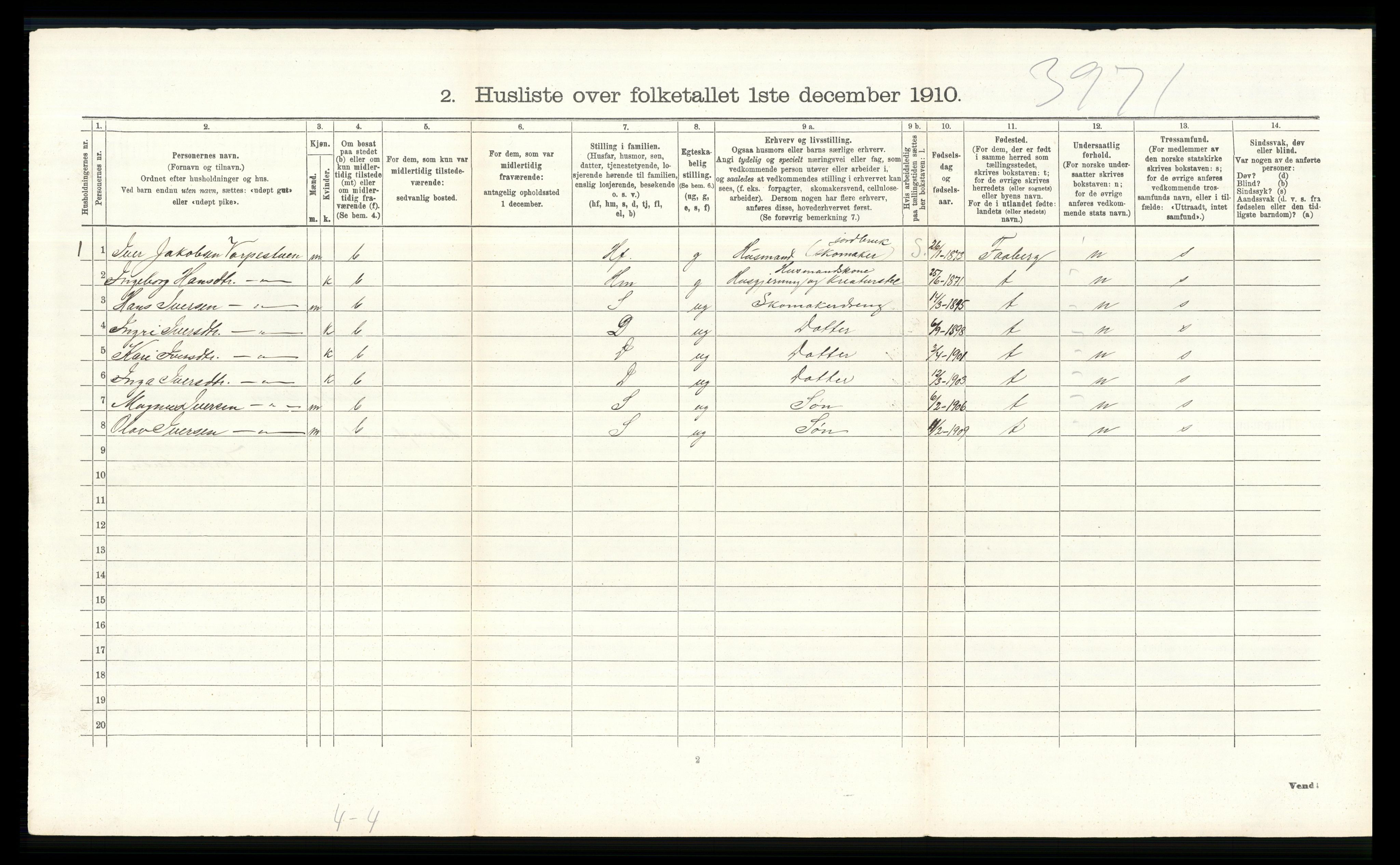 RA, 1910 census for Nord-Fron, 1910, p. 209