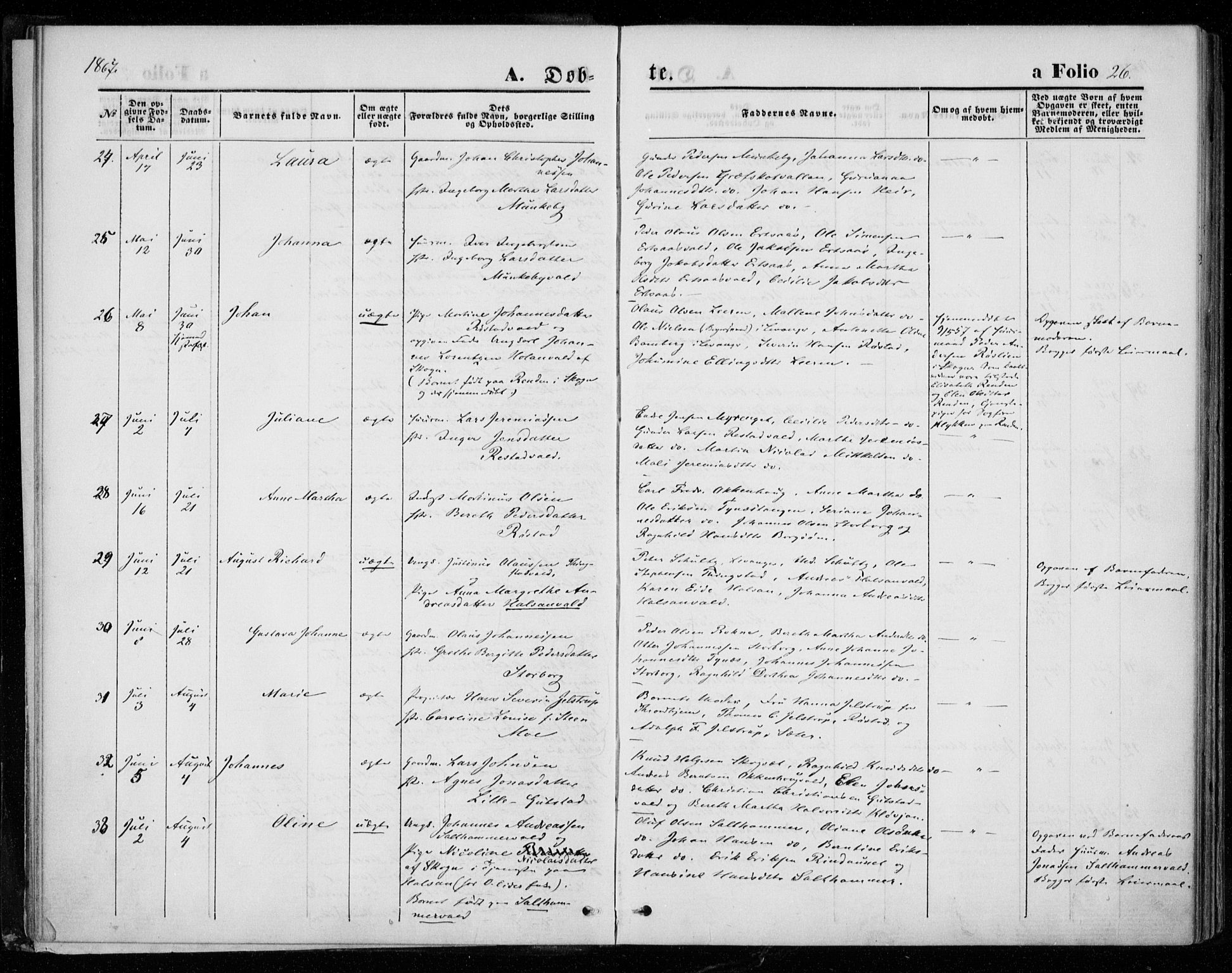 Ministerialprotokoller, klokkerbøker og fødselsregistre - Nord-Trøndelag, AV/SAT-A-1458/721/L0206: Parish register (official) no. 721A01, 1864-1874, p. 26