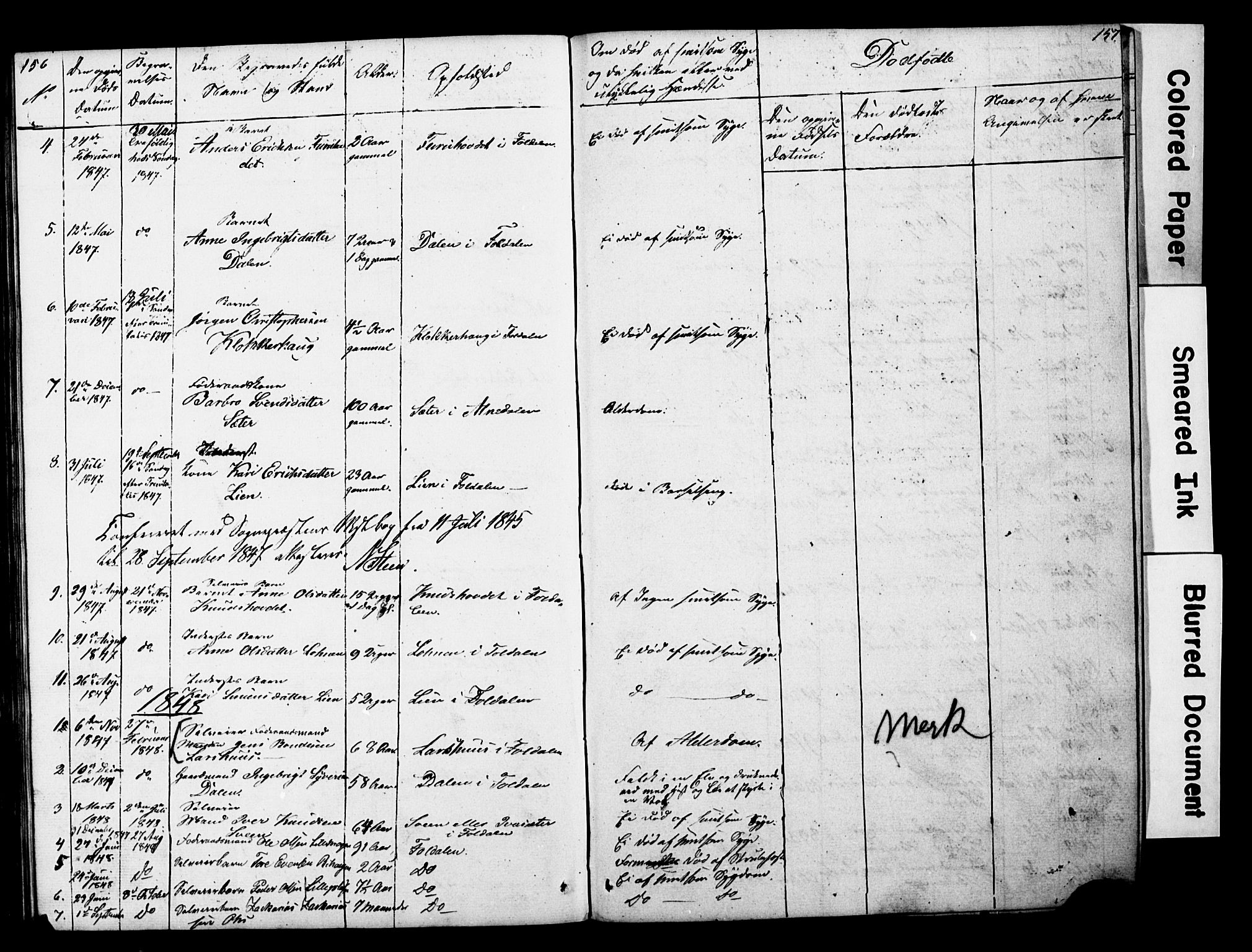 Lesja prestekontor, SAH/PREST-068/H/Ha/Hab/L0014: Parish register (copy) no. 14, 1842-1856, p. 156-157
