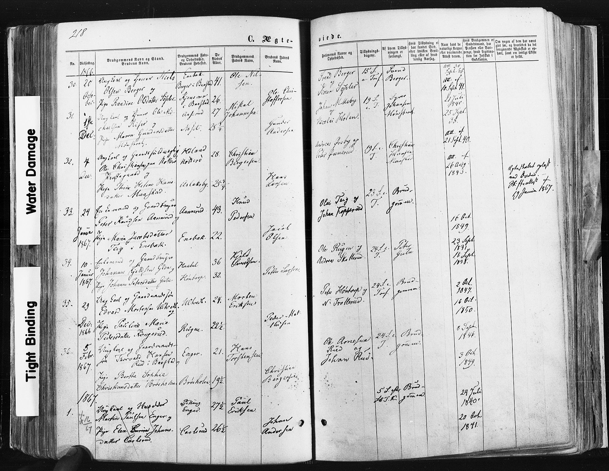 Trøgstad prestekontor Kirkebøker, AV/SAO-A-10925/F/Fa/L0009: Parish register (official) no. I 9, 1865-1877, p. 218