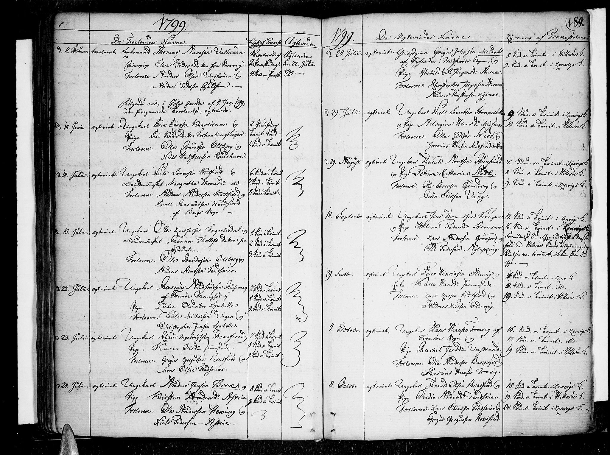 Lenvik sokneprestembete, AV/SATØ-S-1310/H/Ha/Haa/L0002kirke: Parish register (official) no. 2, 1784-1820, p. 189