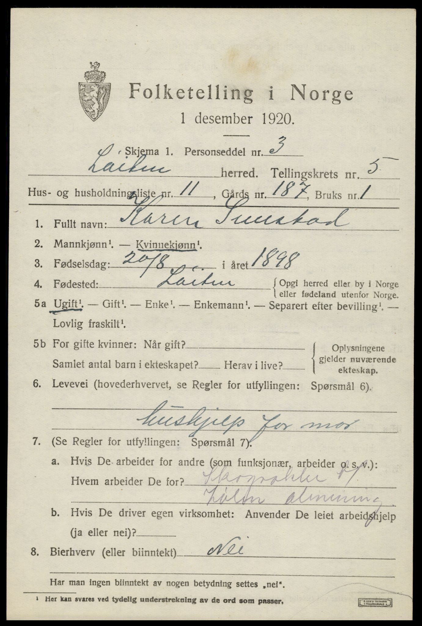 SAH, 1920 census for Løten, 1920, p. 9945