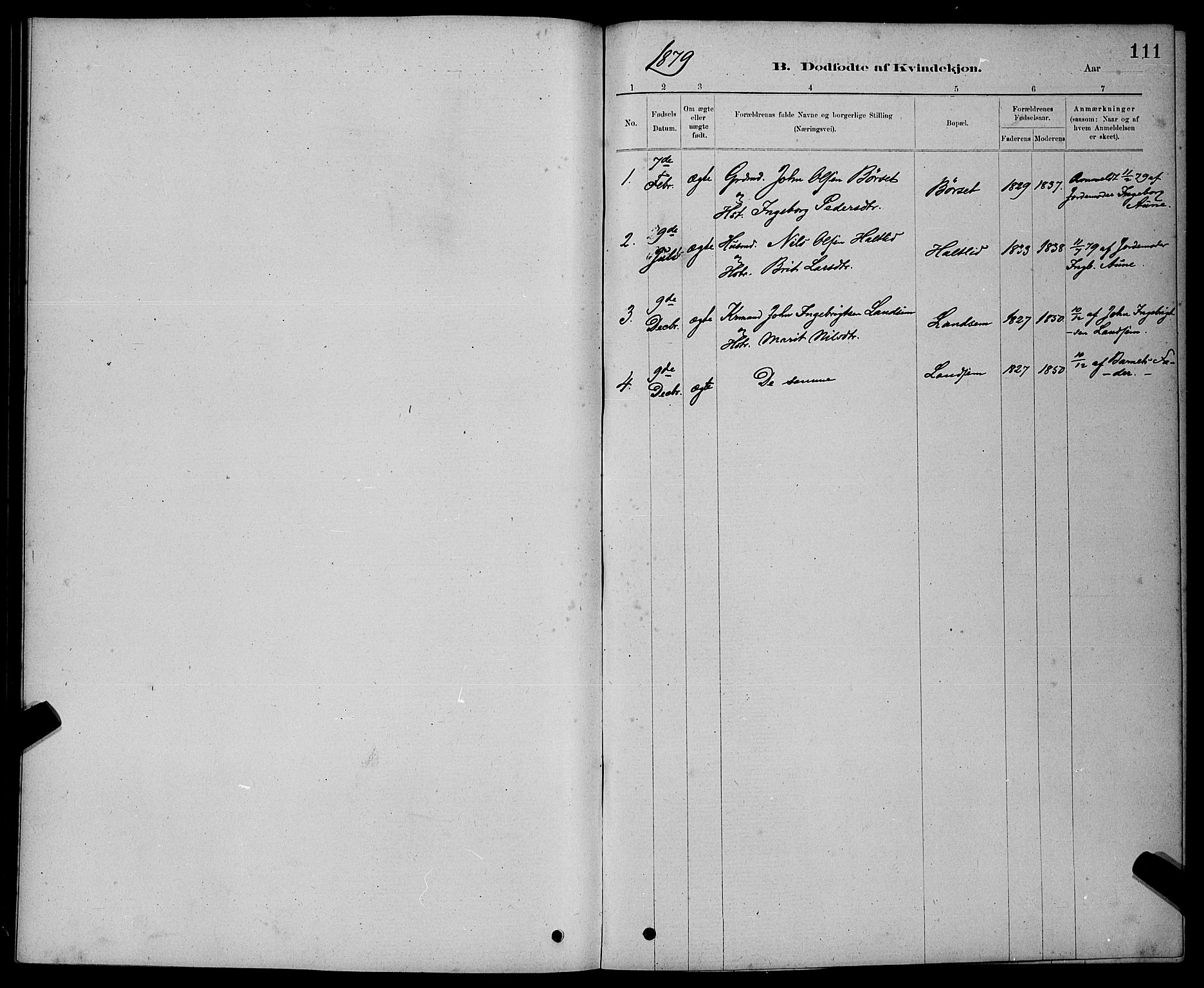 Ministerialprotokoller, klokkerbøker og fødselsregistre - Møre og Romsdal, SAT/A-1454/598/L1077: Parish register (copy) no. 598C02, 1879-1891, p. 111