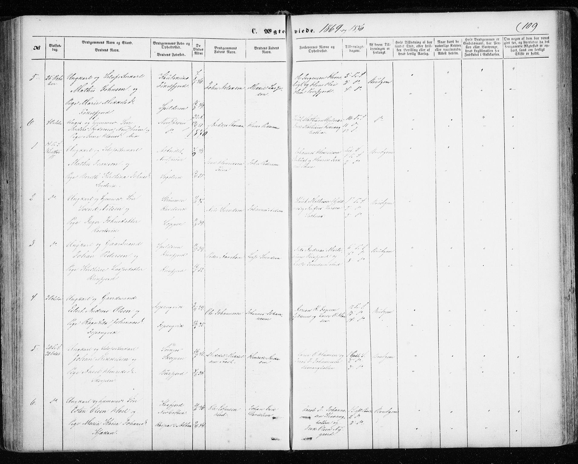 Skjervøy sokneprestkontor, SATØ/S-1300/H/Ha/Haa/L0011kirke: Parish register (official) no. 11, 1861-1877, p. 109
