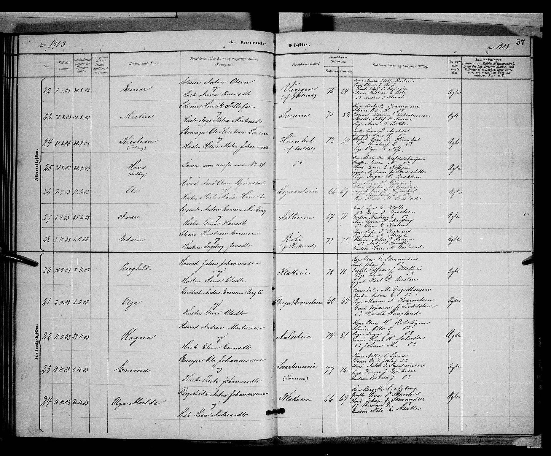 Biri prestekontor, AV/SAH-PREST-096/H/Ha/Hab/L0003: Parish register (copy) no. 3, 1892-1905, p. 57