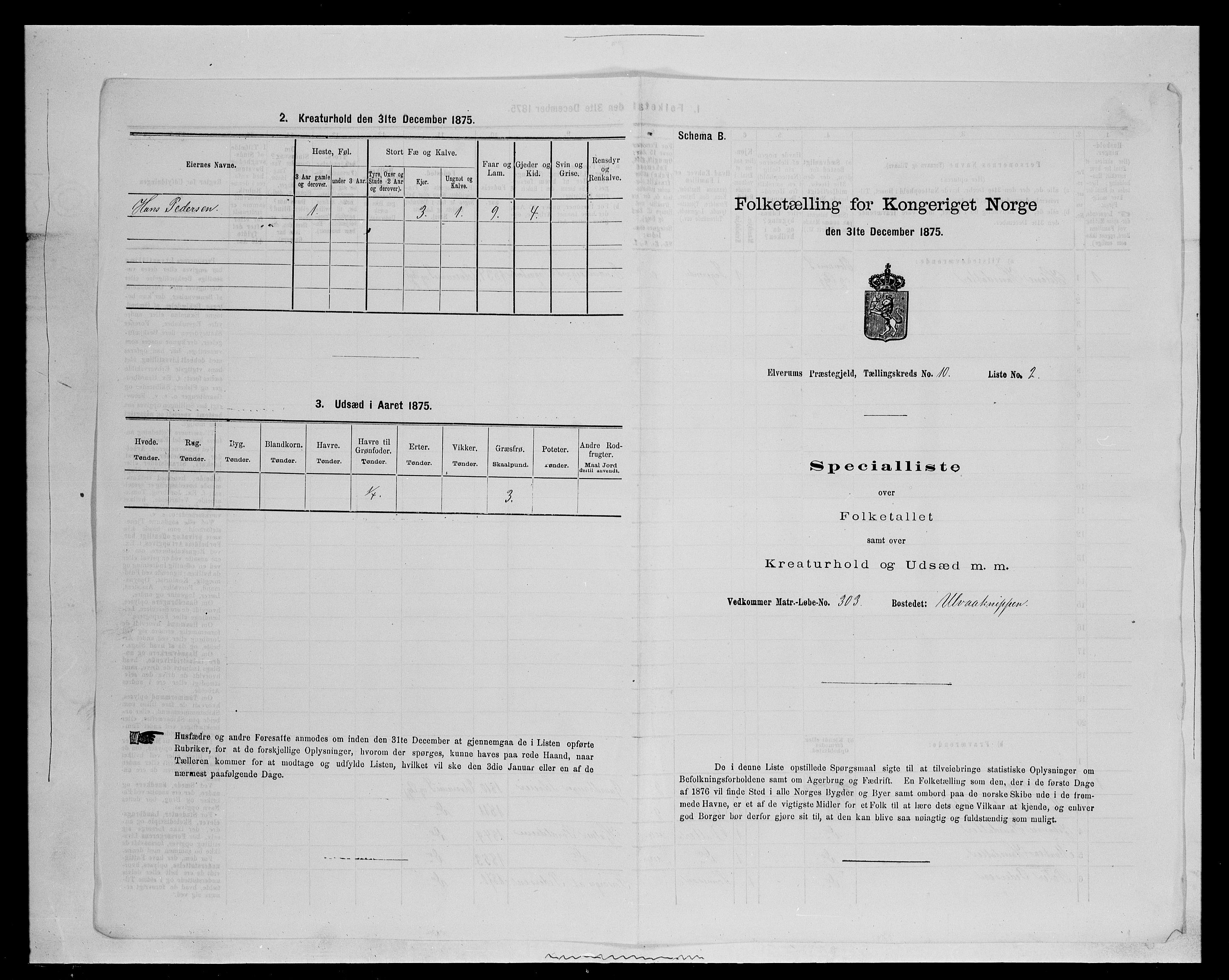 SAH, 1875 census for 0427P Elverum, 1875, p. 2050