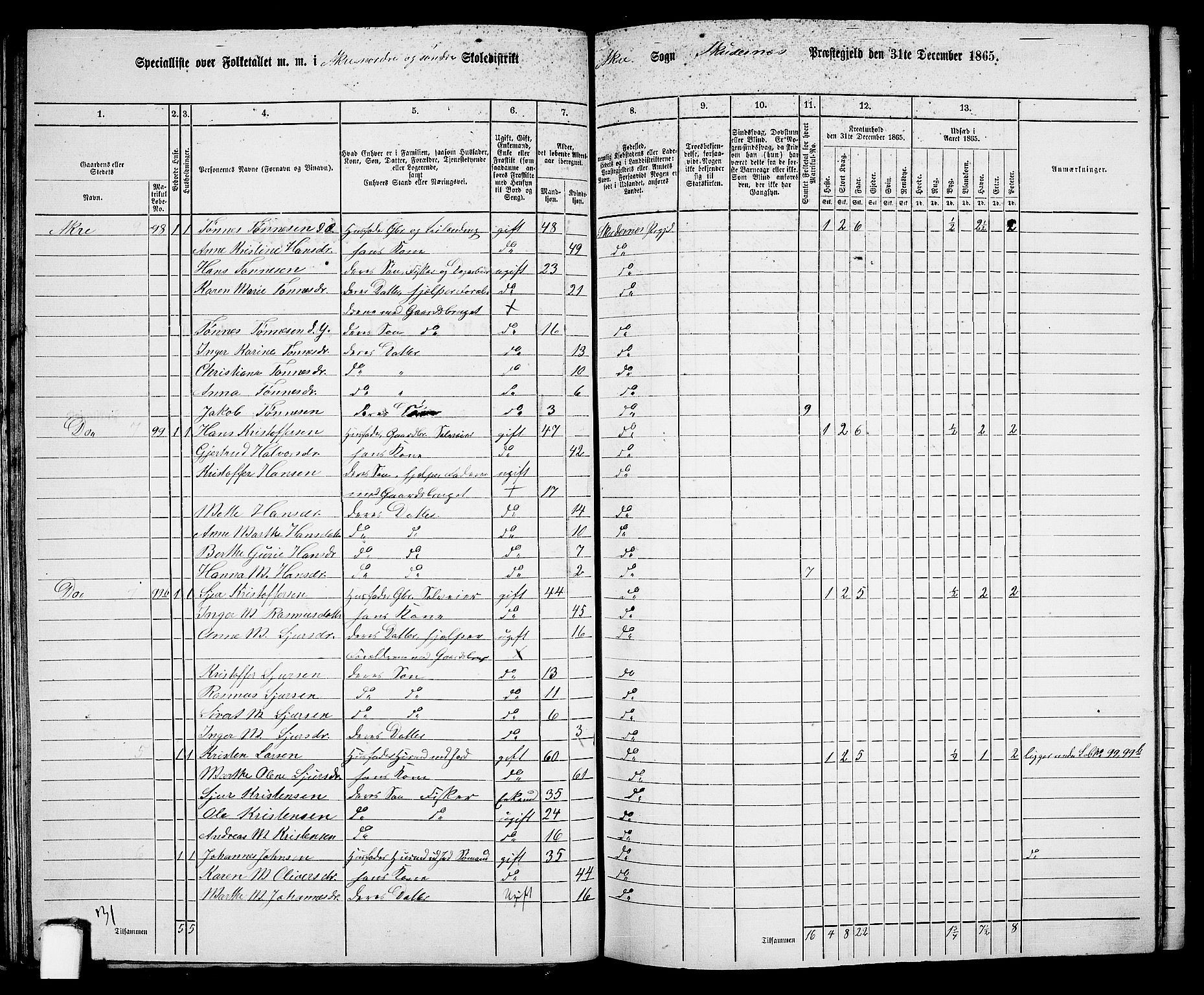 RA, 1865 census for Skudenes, 1865, p. 59