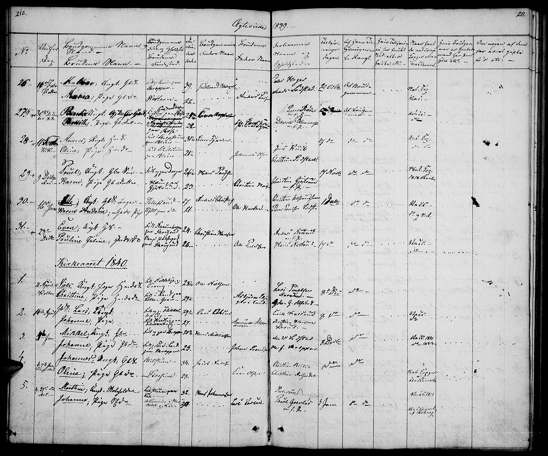 Vestre Toten prestekontor, SAH/PREST-108/H/Ha/Hab/L0002: Parish register (copy) no. 2, 1836-1848, p. 210-211