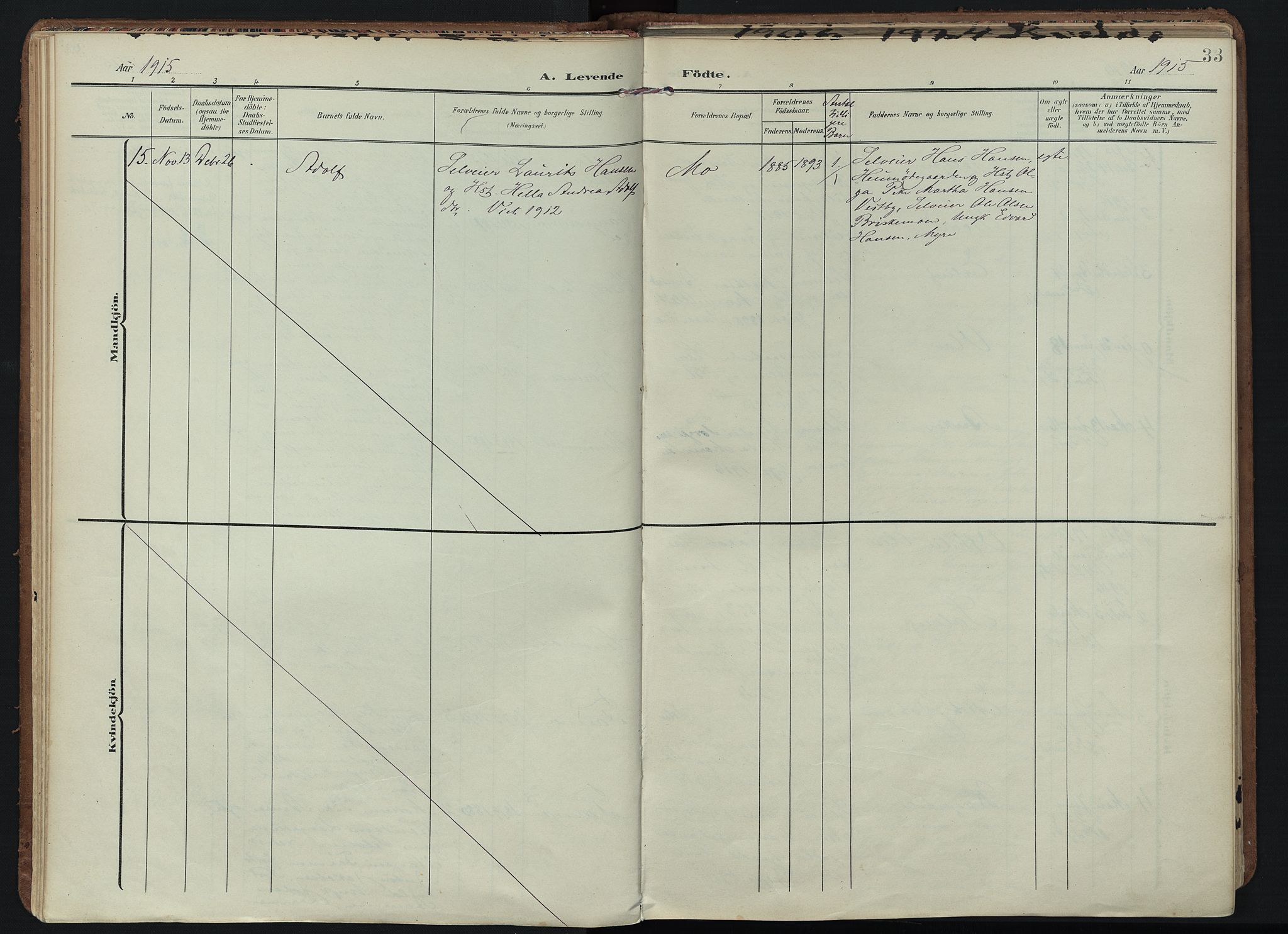 Hedrum kirkebøker, AV/SAKO-A-344/F/Fb/L0002: Parish register (official) no. II 2, 1906-1924, p. 33