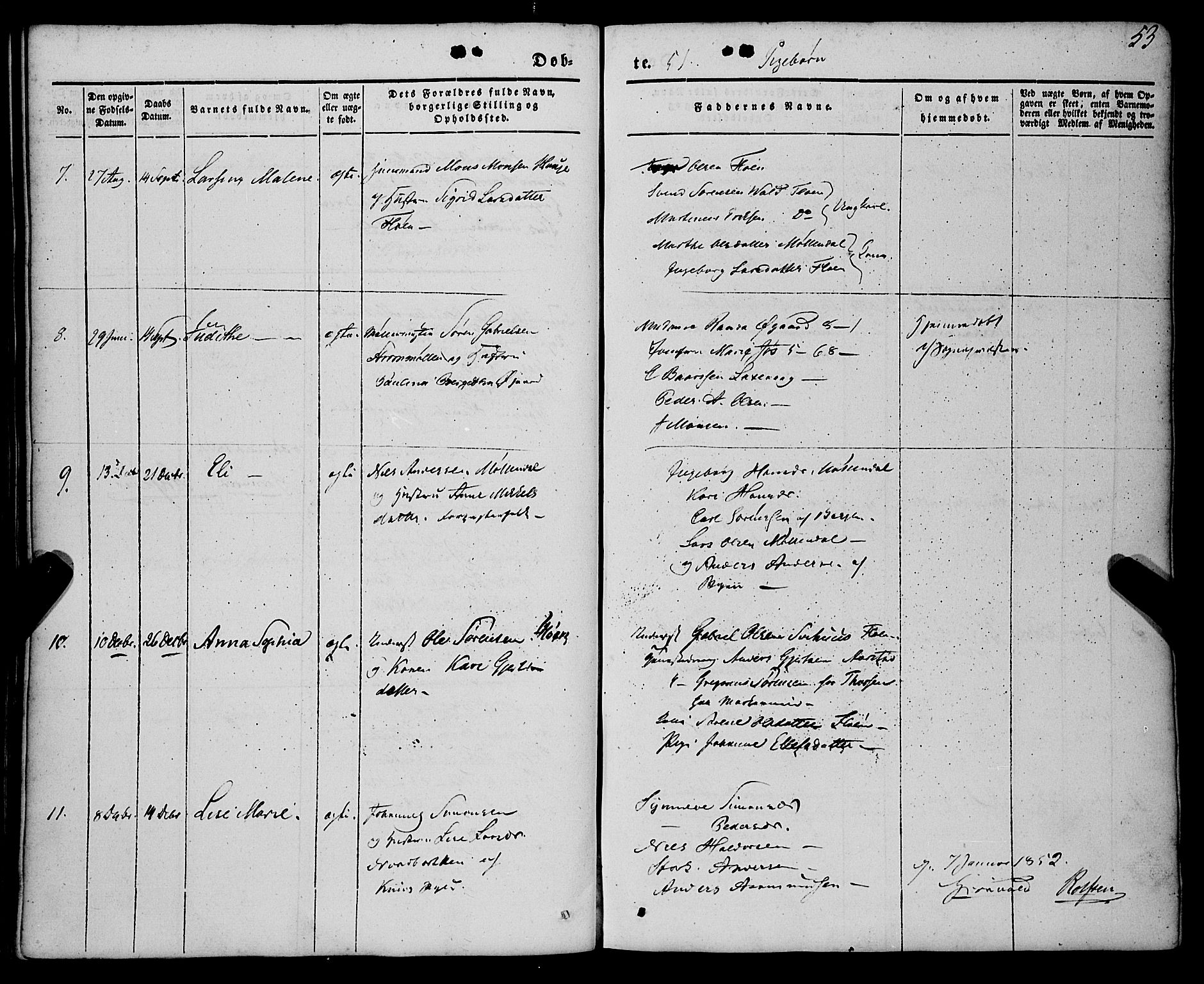 St. Jørgens hospital og Årstad sokneprestembete, AV/SAB-A-99934: Parish register (official) no. A 4, 1844-1863, p. 53