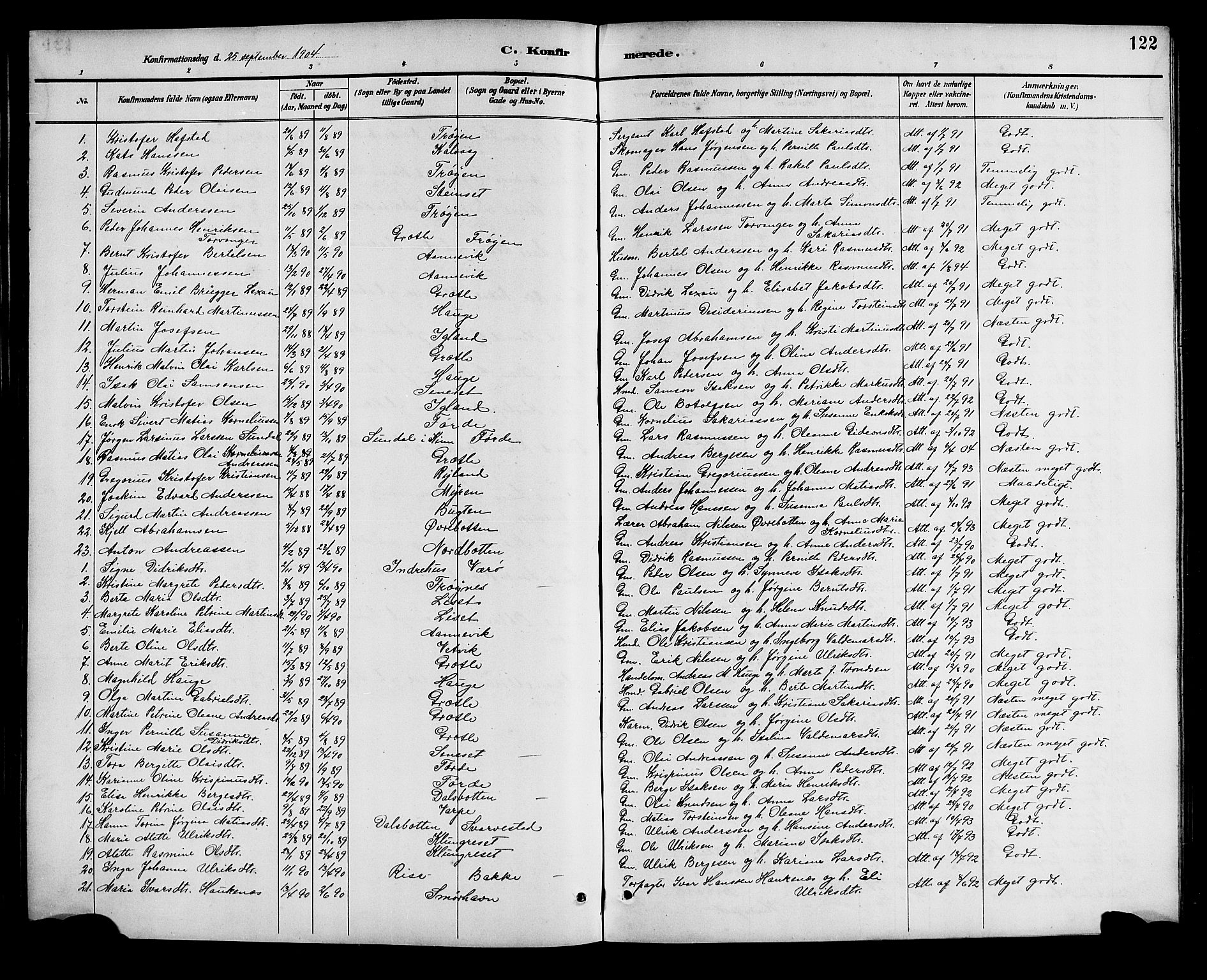 Bremanger sokneprestembete, SAB/A-82201/H/Hab/Haba/L0003: Parish register (copy) no. A 3, 1890-1908, p. 122
