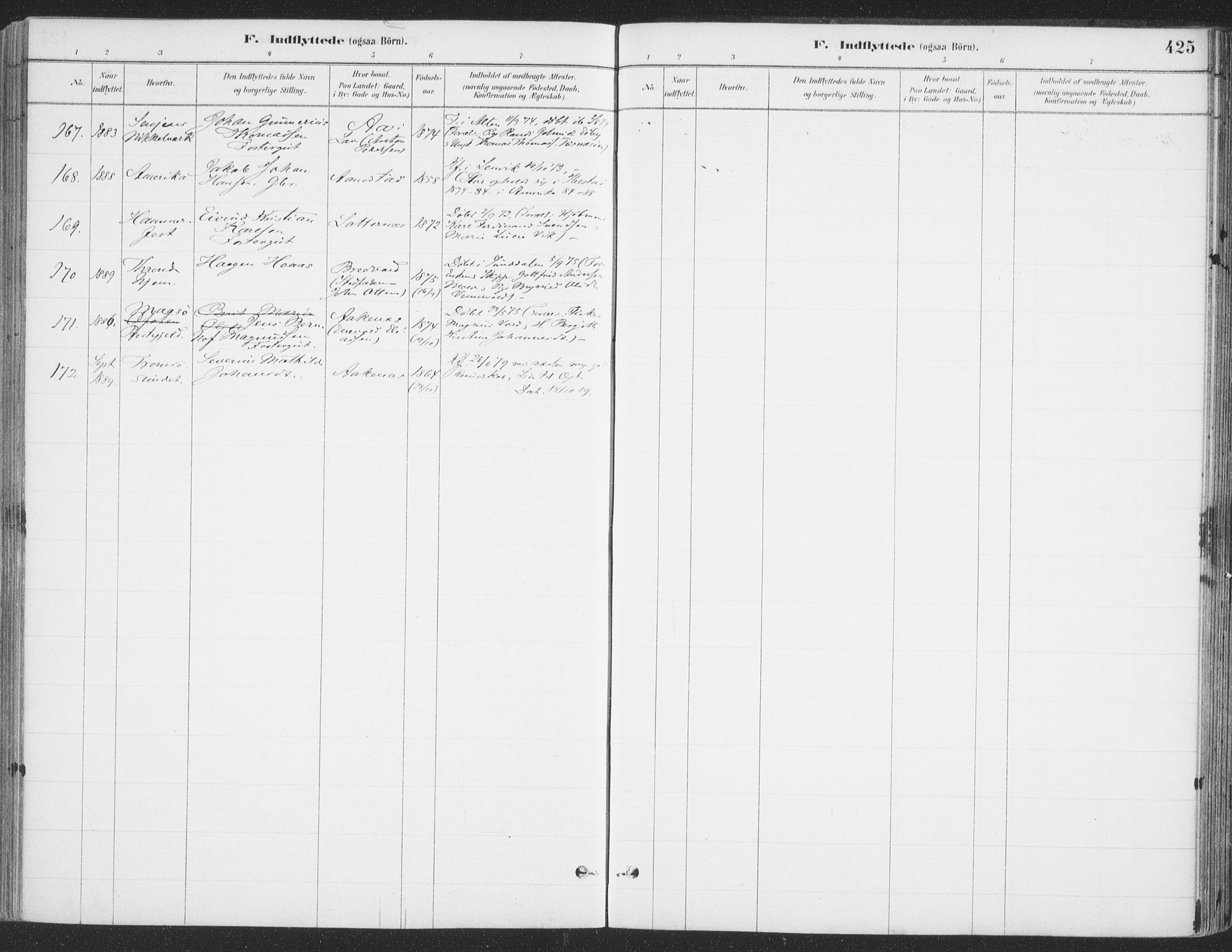 Ibestad sokneprestembete, SATØ/S-0077/H/Ha/Haa/L0011kirke: Parish register (official) no. 11, 1880-1889, p. 425
