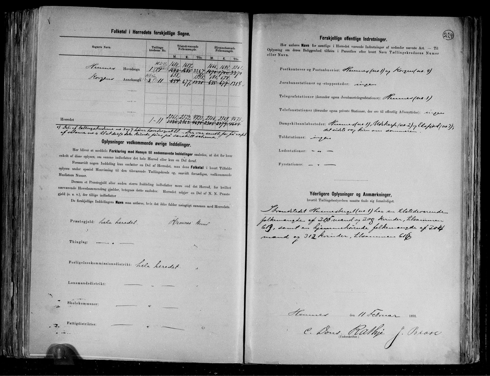 RA, 1891 census for 1832 Hemnes, 1891, p. 3