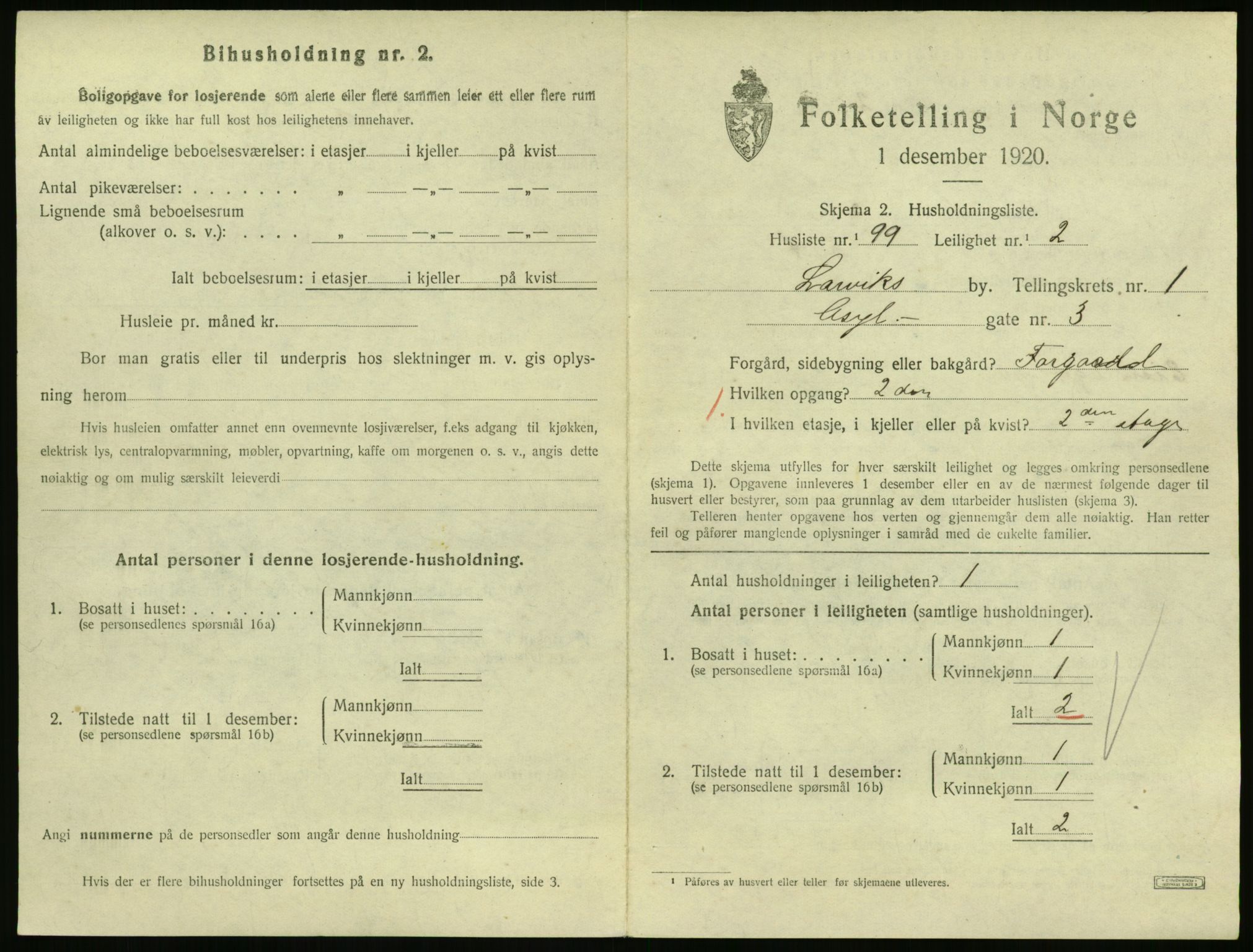 SAKO, 1920 census for Larvik, 1920, p. 3386