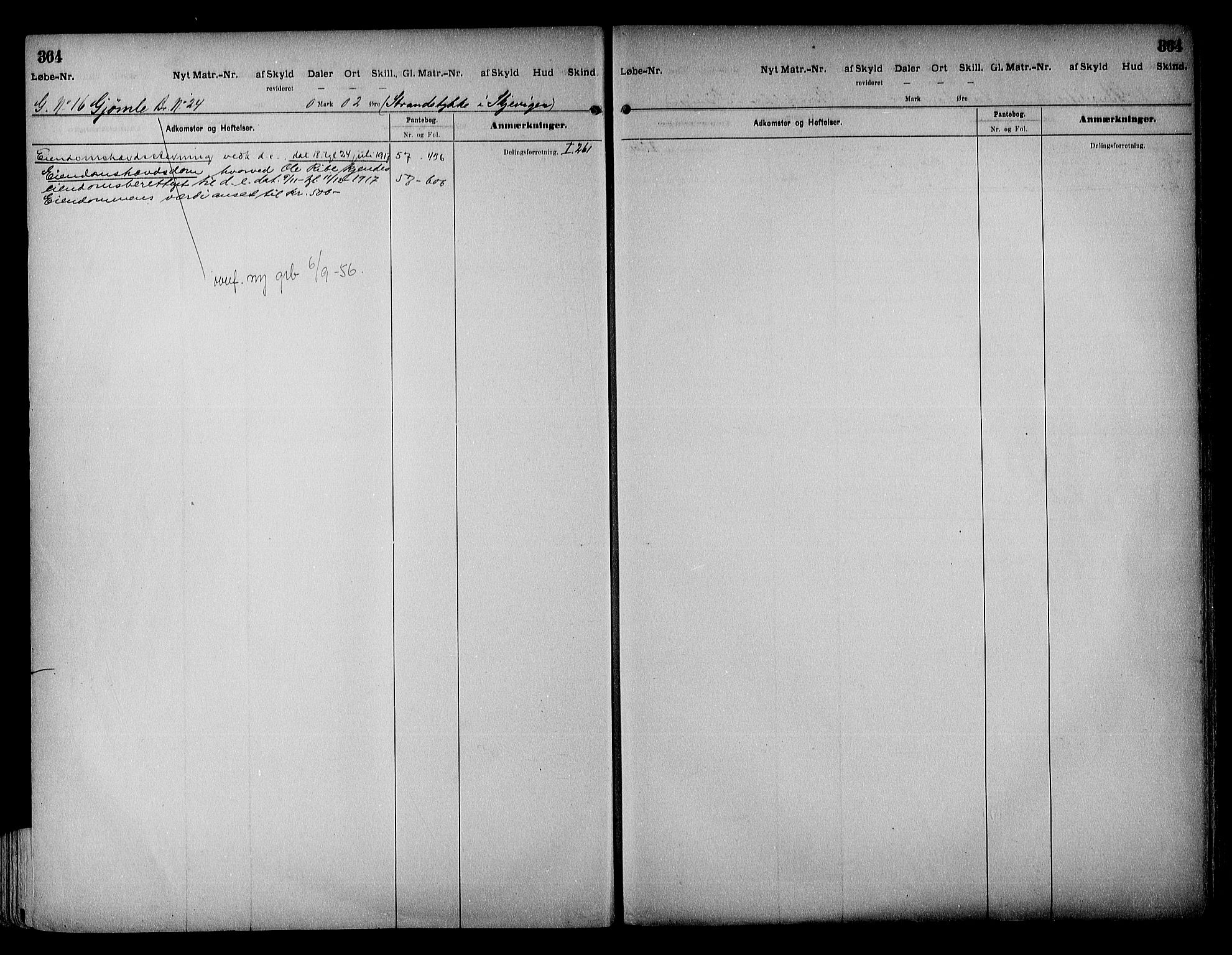 Vestre Nedenes/Sand sorenskriveri, SAK/1221-0010/G/Ga/L0018: Mortgage register no. 13b, 1872-1956, p. 364