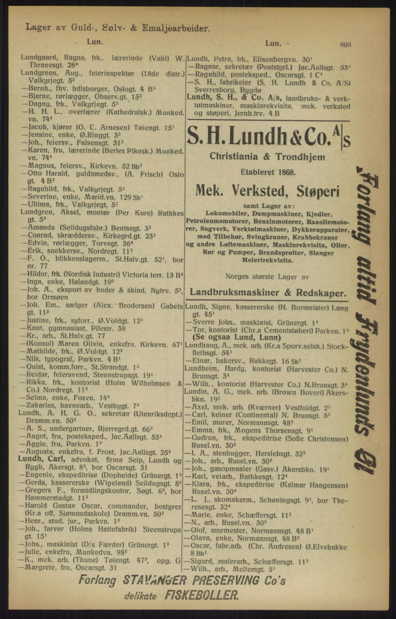 Kristiania/Oslo adressebok, PUBL/-, 1915, p. 805