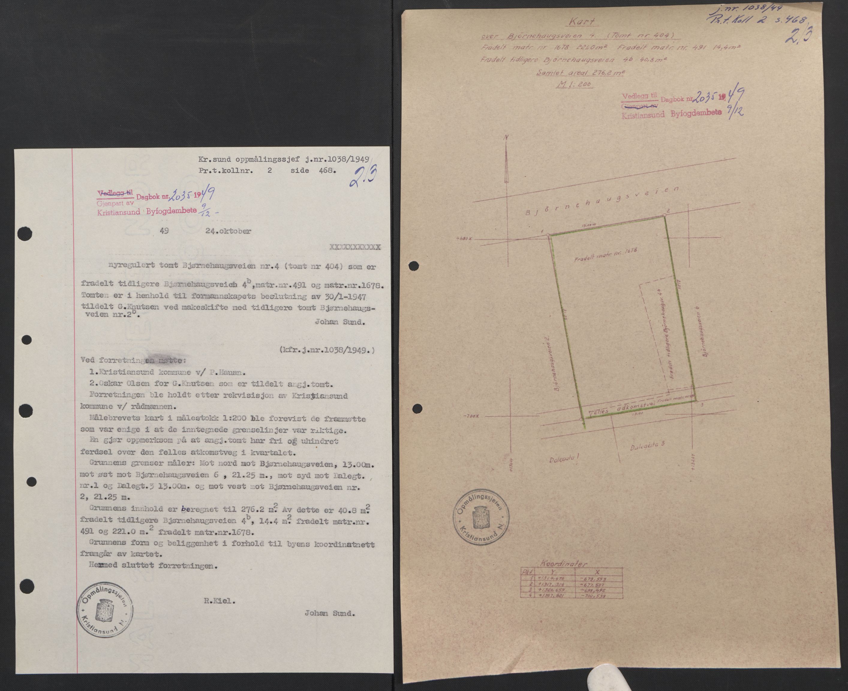 Kristiansund byfogd, AV/SAT-A-4587/A/27: Mortgage book no. 42, 1947-1950, Diary no: : 2035/1949