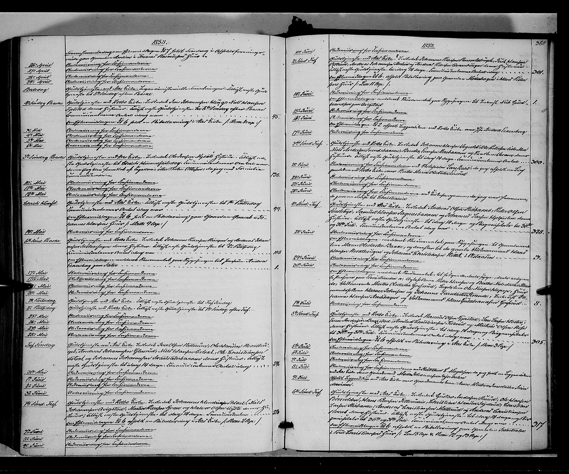 Vestre Toten prestekontor, AV/SAH-PREST-108/H/Ha/Haa/L0006: Parish register (official) no. 6, 1856-1861, p. 380