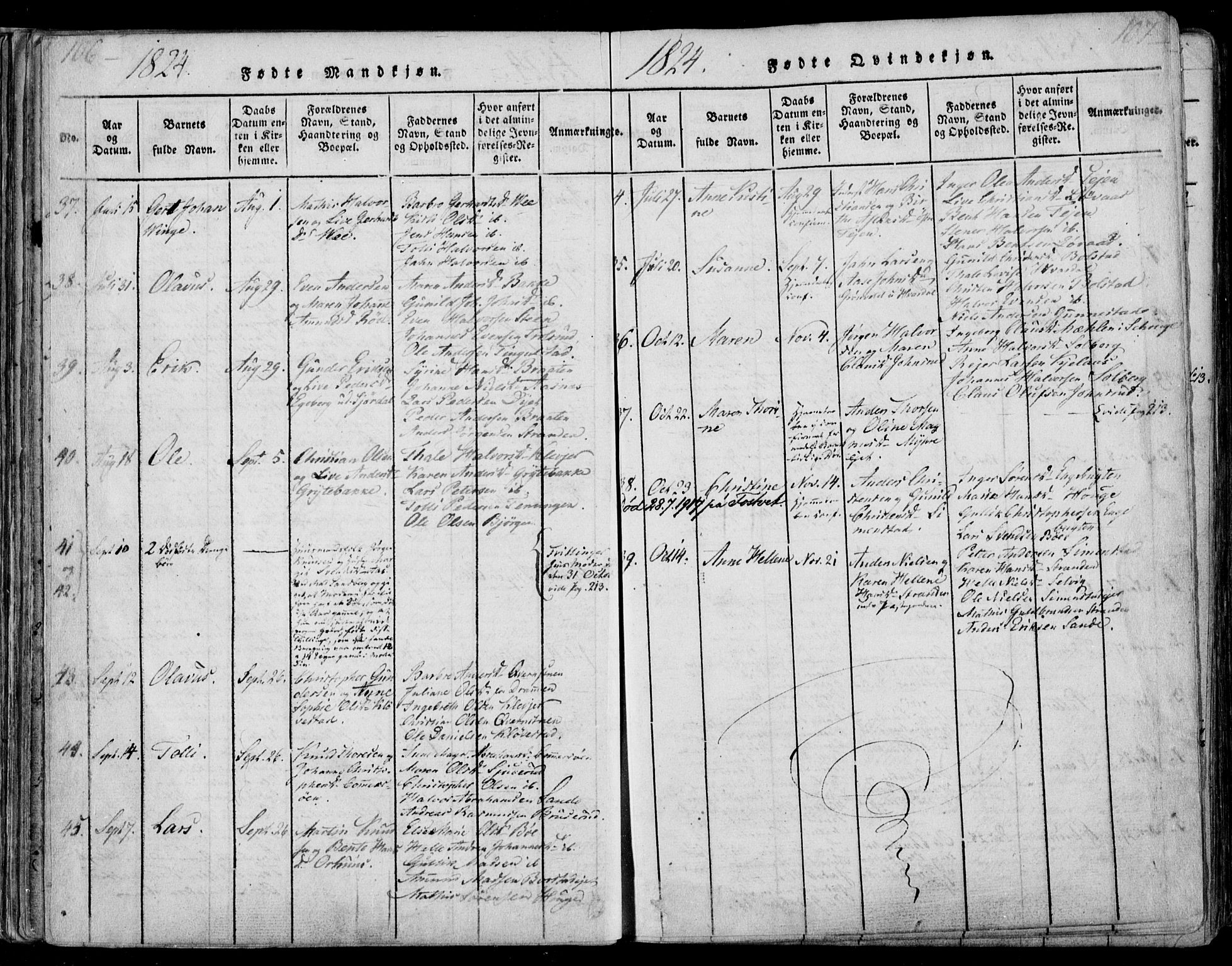 Sande Kirkebøker, SAKO/A-53/F/Fa/L0003: Parish register (official) no. 3, 1814-1847, p. 106-107