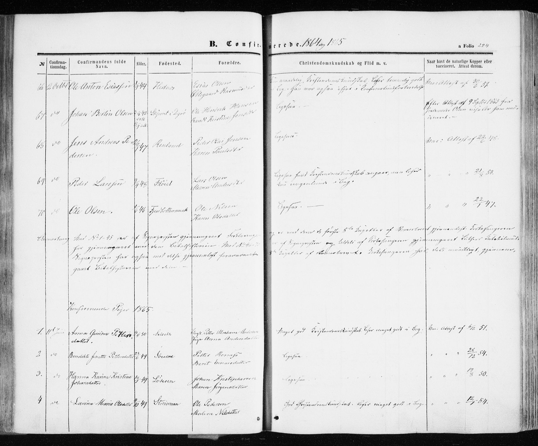 Ibestad sokneprestembete, AV/SATØ-S-0077/H/Ha/Haa/L0009kirke: Parish register (official) no. 9, 1859-1868, p. 224