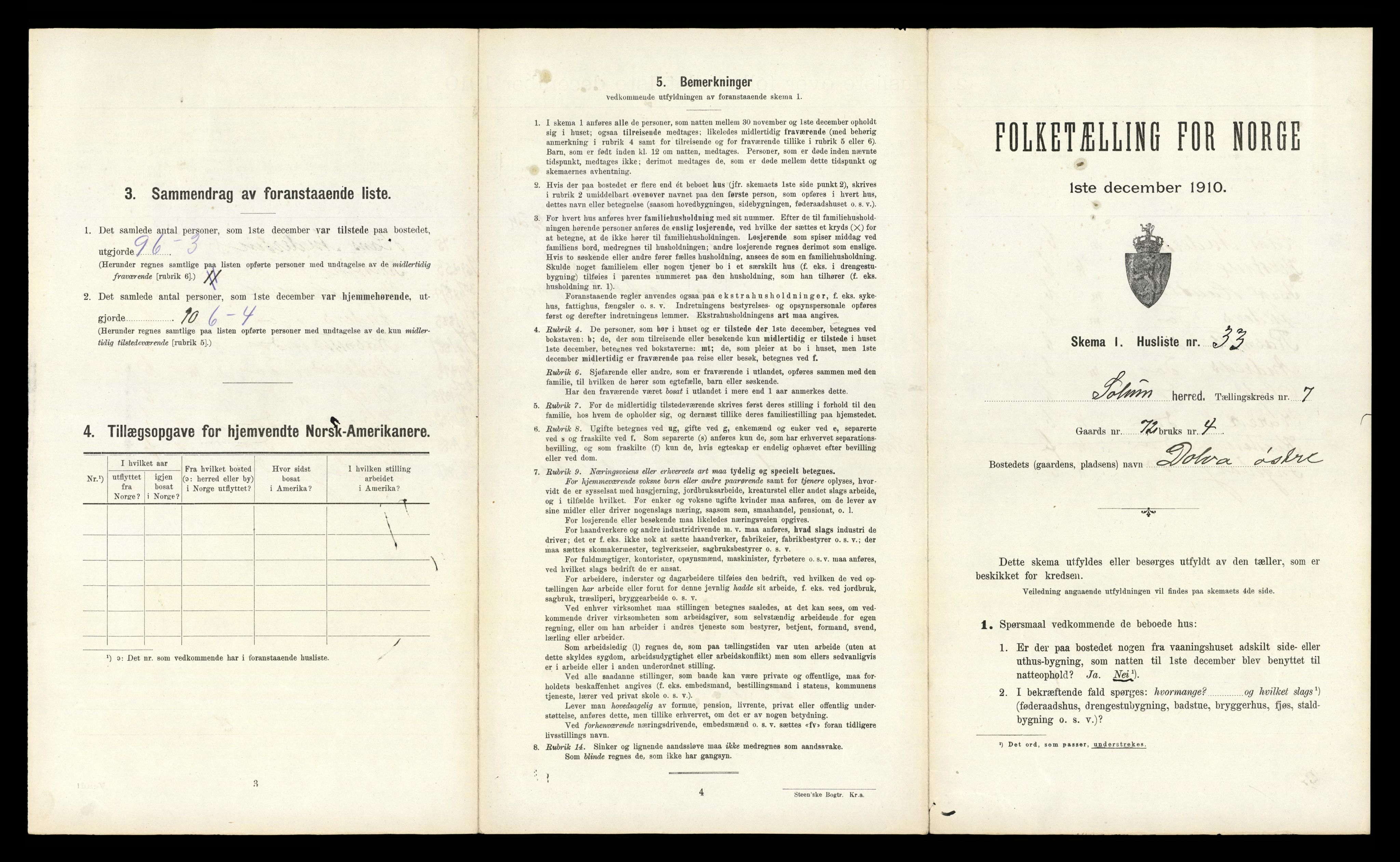 RA, 1910 census for Solum, 1910, p. 2277