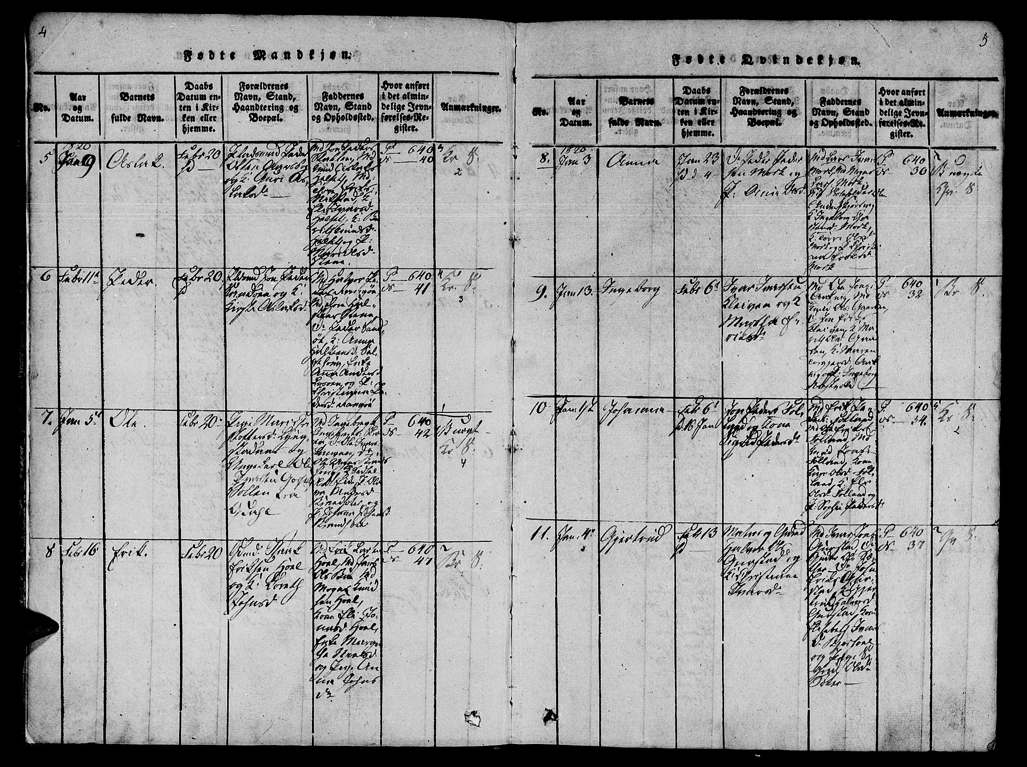 Ministerialprotokoller, klokkerbøker og fødselsregistre - Møre og Romsdal, AV/SAT-A-1454/568/L0800: Parish register (official) no. 568A09 /1, 1819-1830, p. 4-5