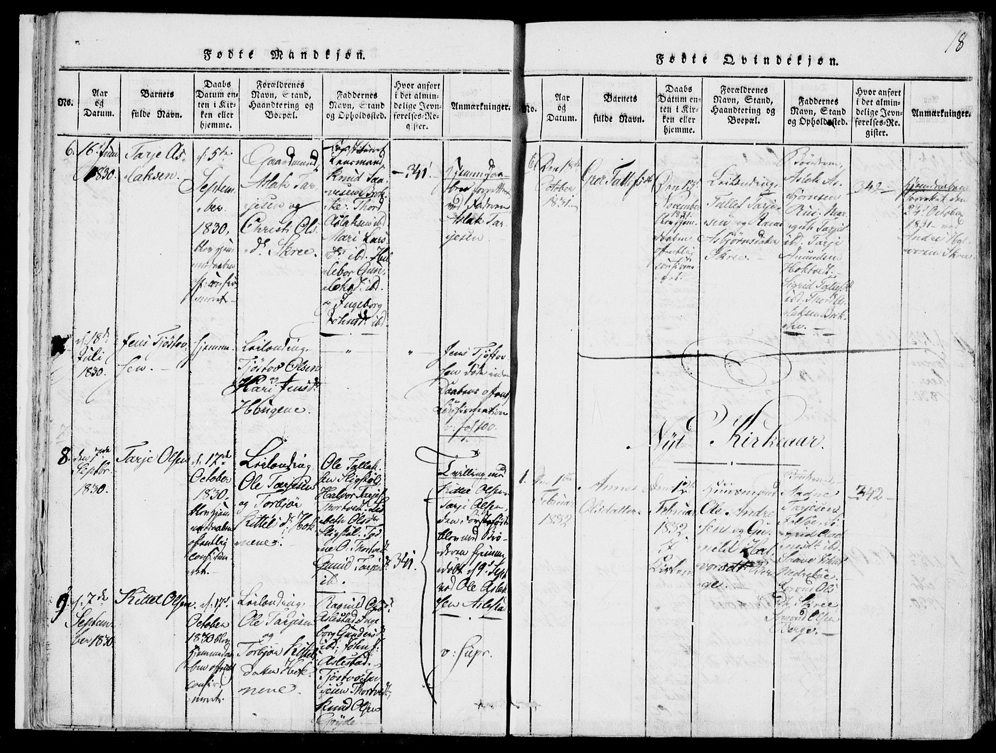 Fyresdal kirkebøker, SAKO/A-263/F/Fb/L0001: Parish register (official) no. II 1, 1815-1854, p. 18