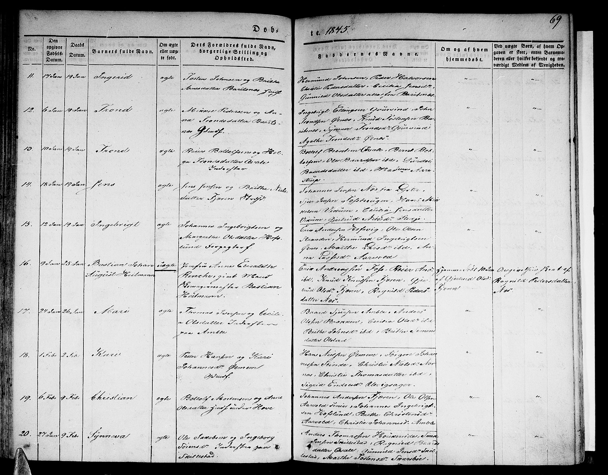 Sogndal sokneprestembete, SAB/A-81301/H/Haa/Haaa/L0011: Parish register (official) no. A 11, 1839-1847, p. 69