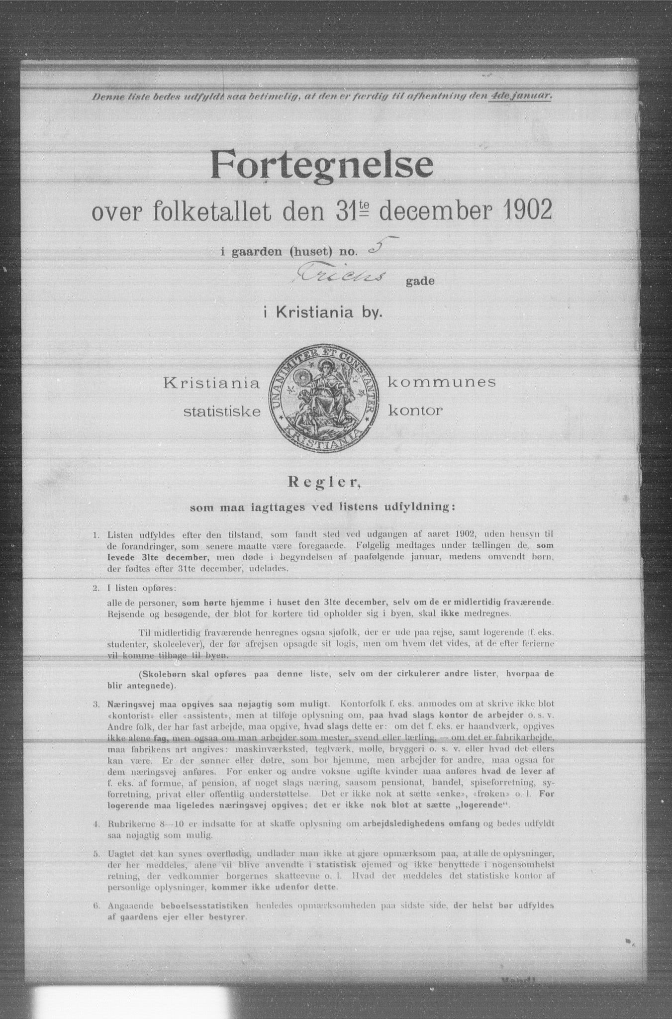 OBA, Municipal Census 1902 for Kristiania, 1902, p. 5184