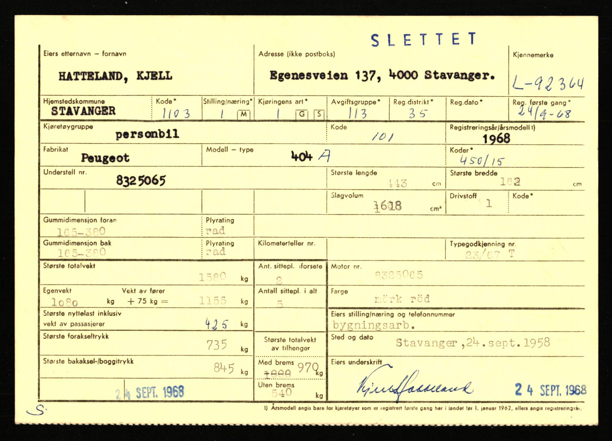 Stavanger trafikkstasjon, AV/SAST-A-101942/0/F/L0075: L-88800 - L-92499, 1930-1971, p. 2327