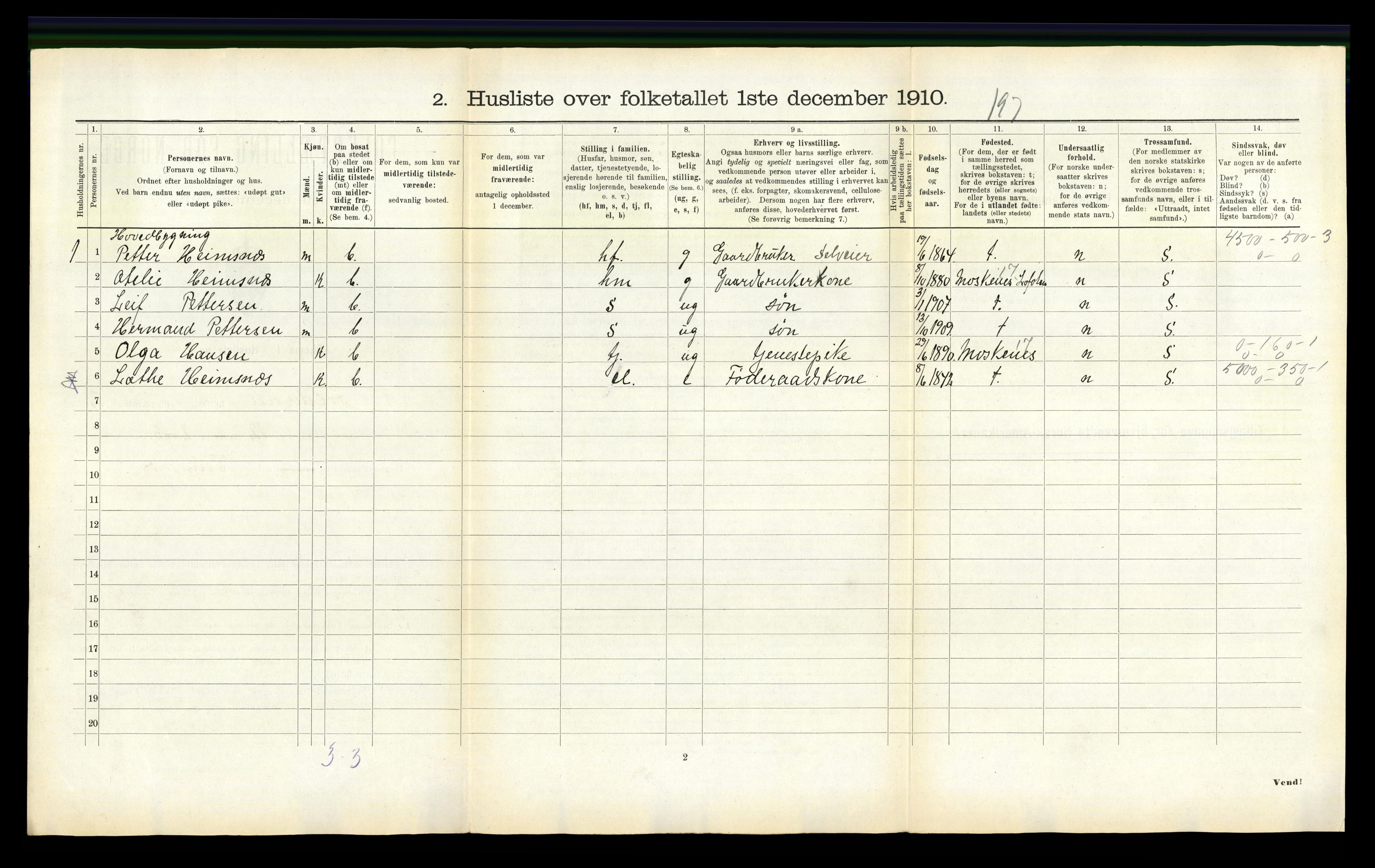 RA, 1910 census for Foldereid, 1910, p. 93